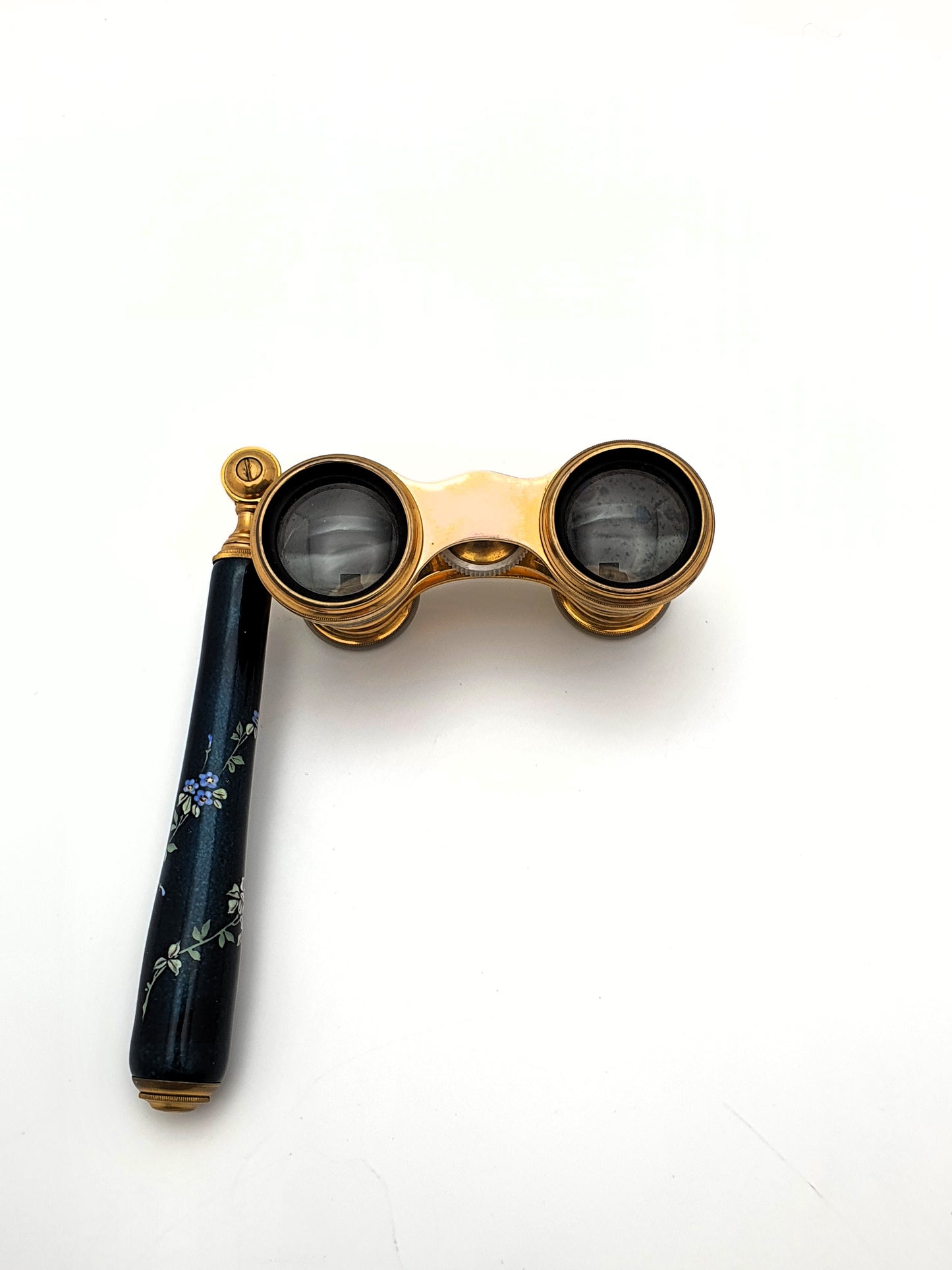 Stunning Pair of Enamelled Antique Opera Glasses - Mother of Pearl and Lacquered Brass - Edwardian - circa 1900