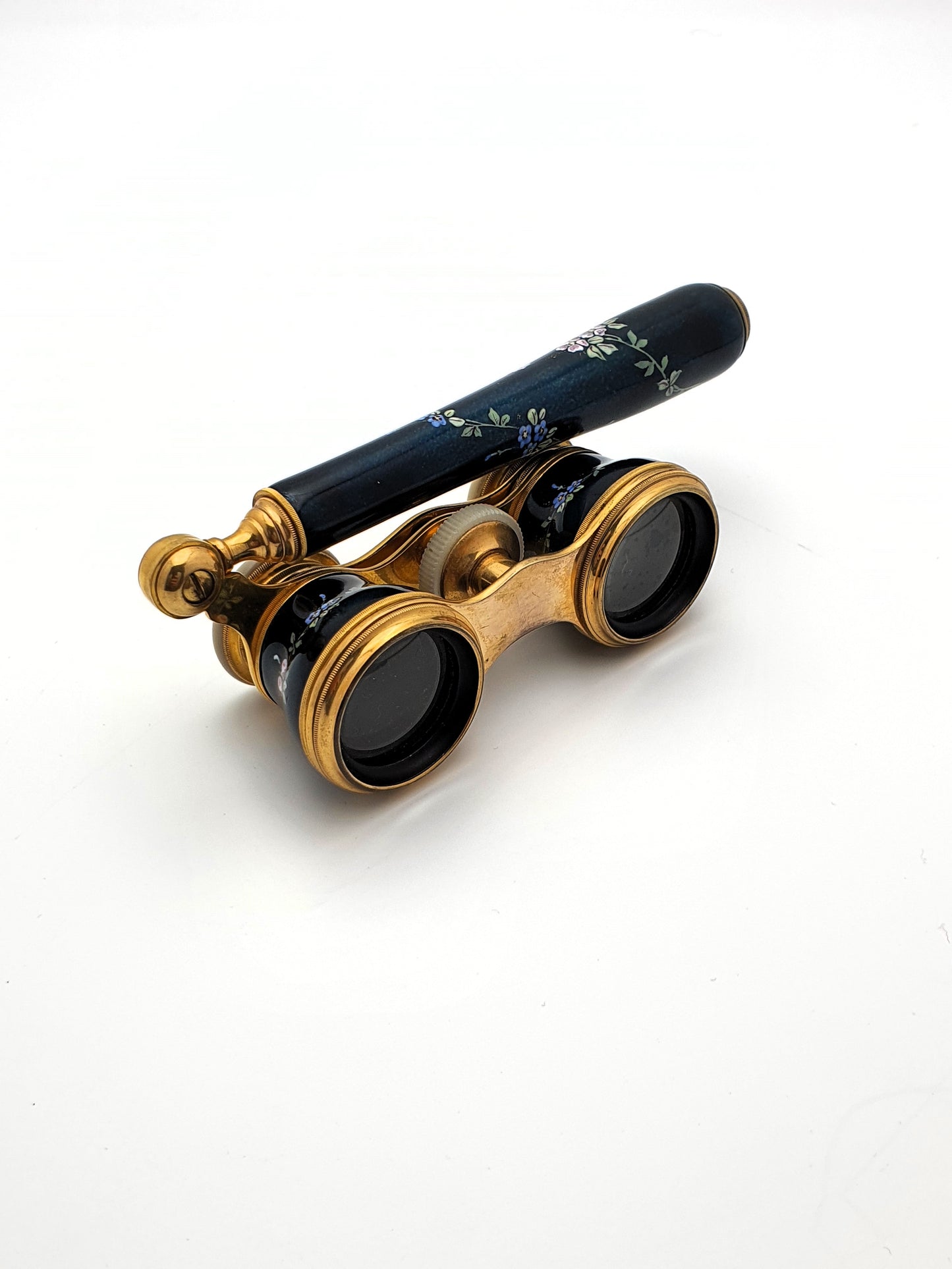 Stunning Pair of Enamelled Antique Opera Glasses - Mother of Pearl and Lacquered Brass - Edwardian - circa 1900