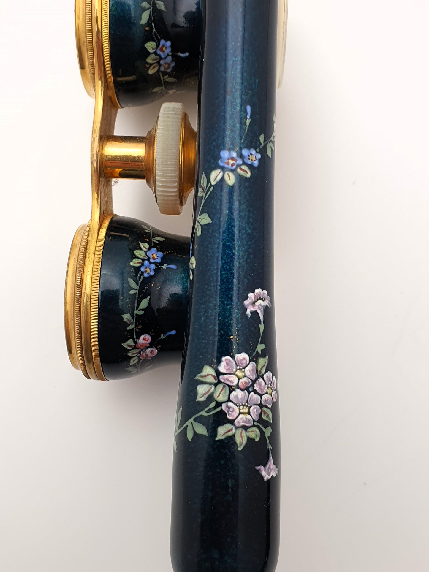 Stunning Pair of Enamelled Antique Opera Glasses - Mother of Pearl and Lacquered Brass - Edwardian - circa 1900