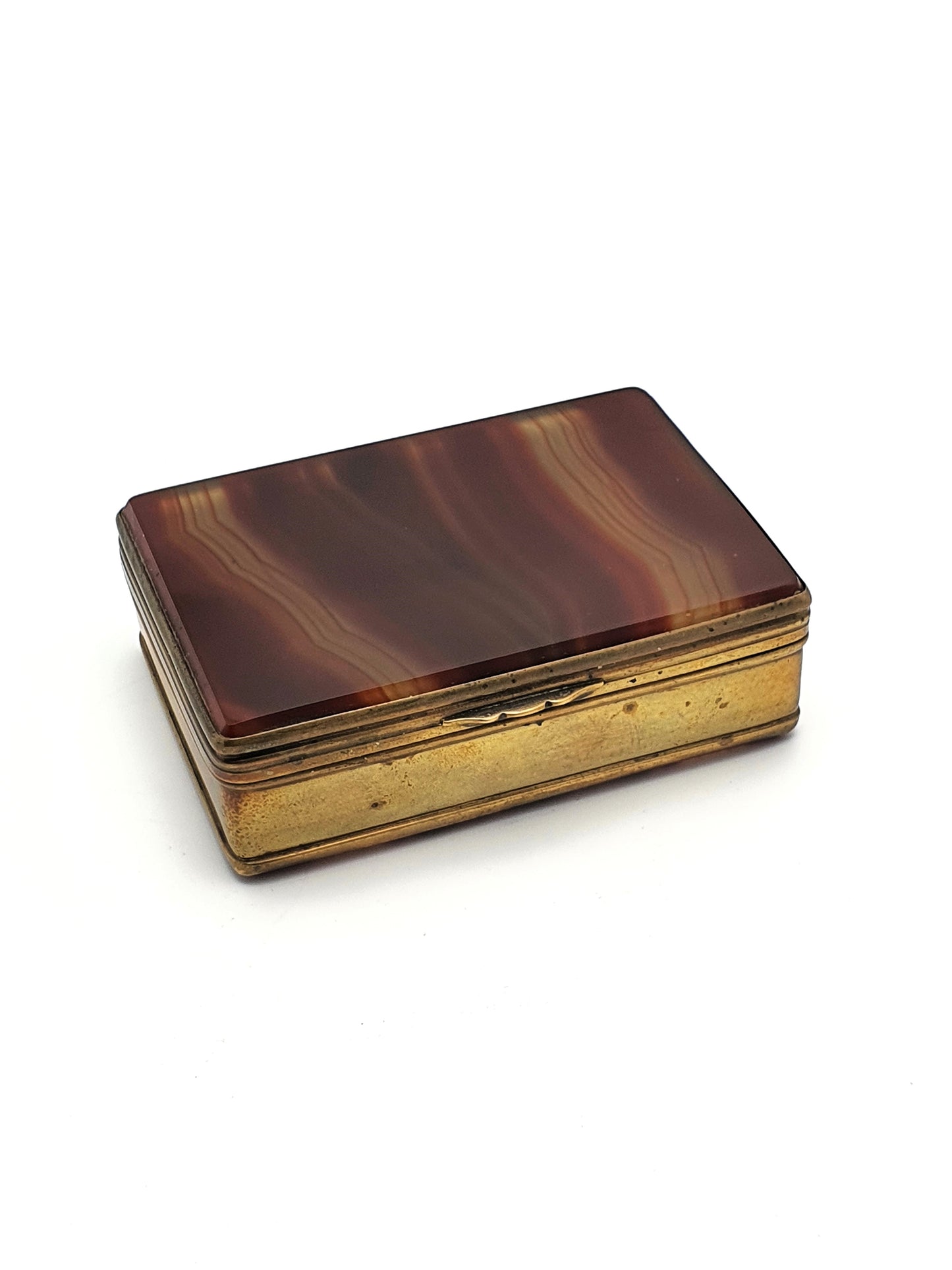 Victorian Brass and Agate Trinket Box - Antique Jewellery Box - Circa 1890
