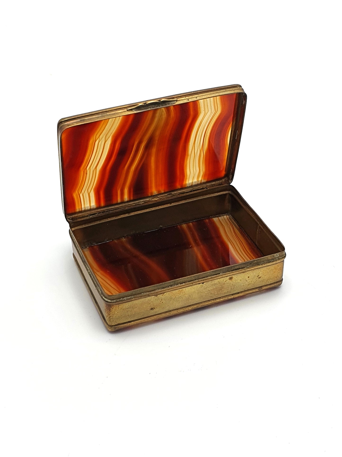 Victorian Brass and Agate Trinket Box - Antique Jewellery Box - Circa 1890