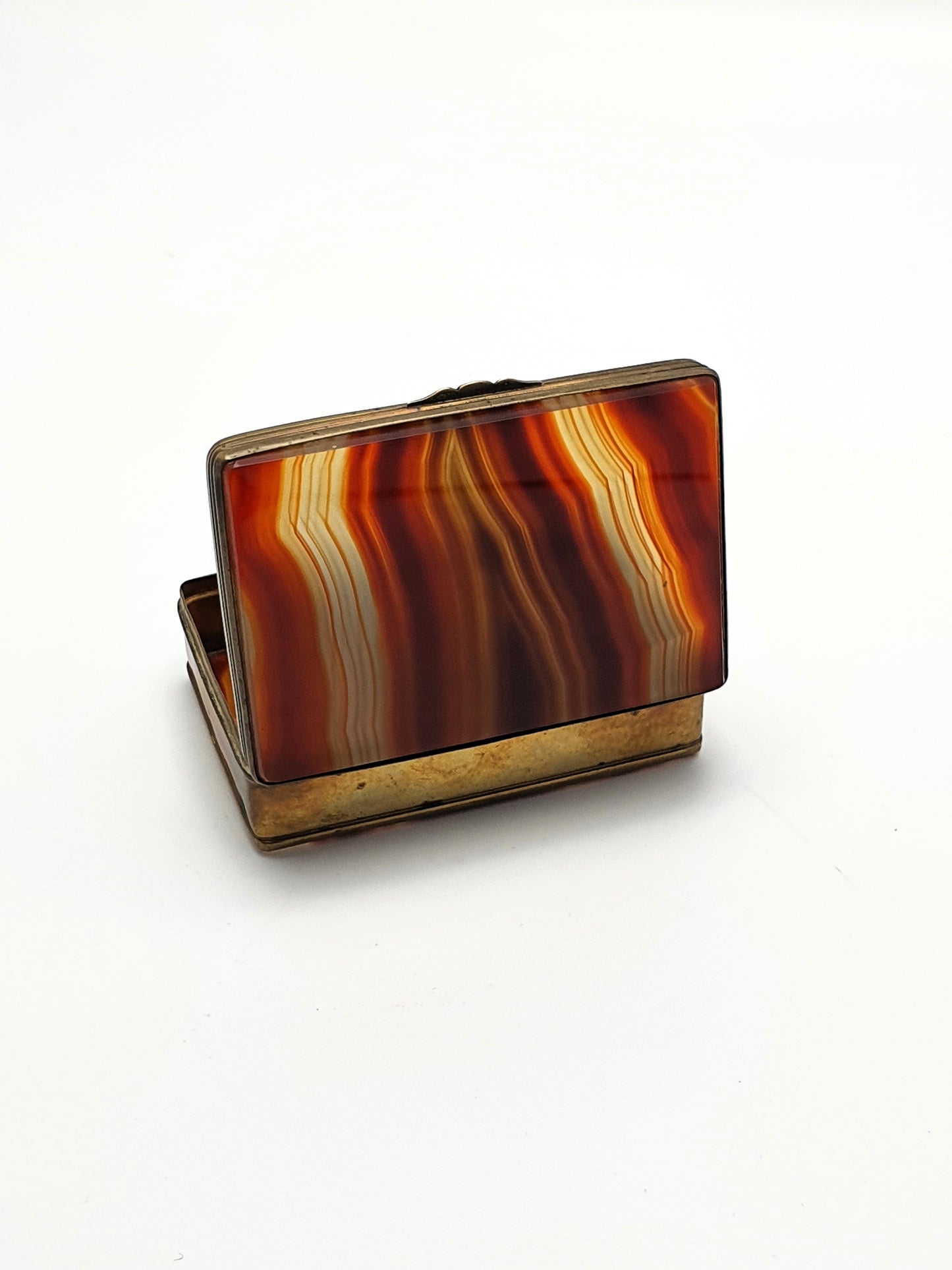 Victorian Brass and Agate Trinket Box - Antique Jewellery Box - Circa 1890