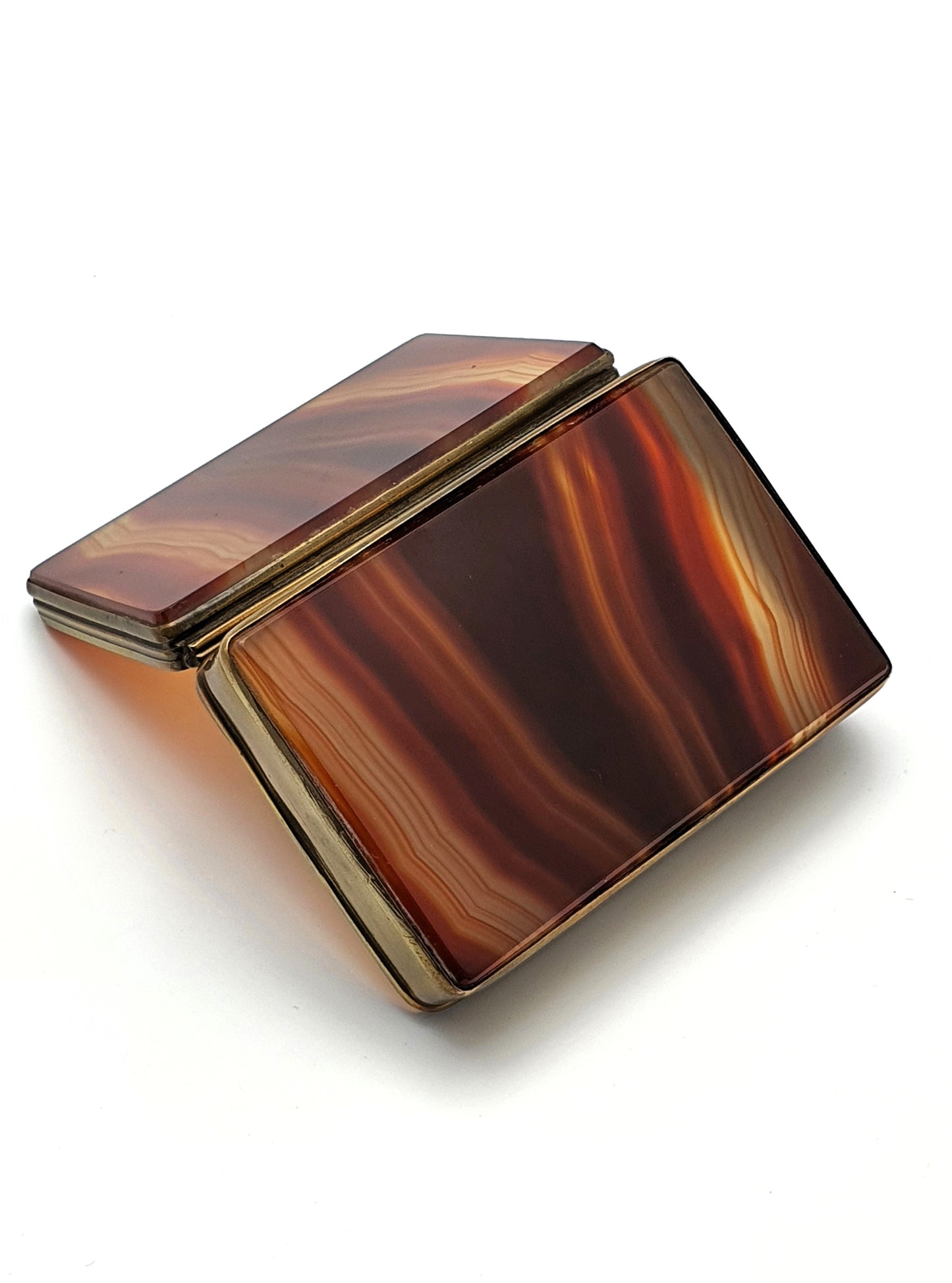 Victorian Brass and Agate Trinket Box - Antique Jewellery Box - Circa 1890