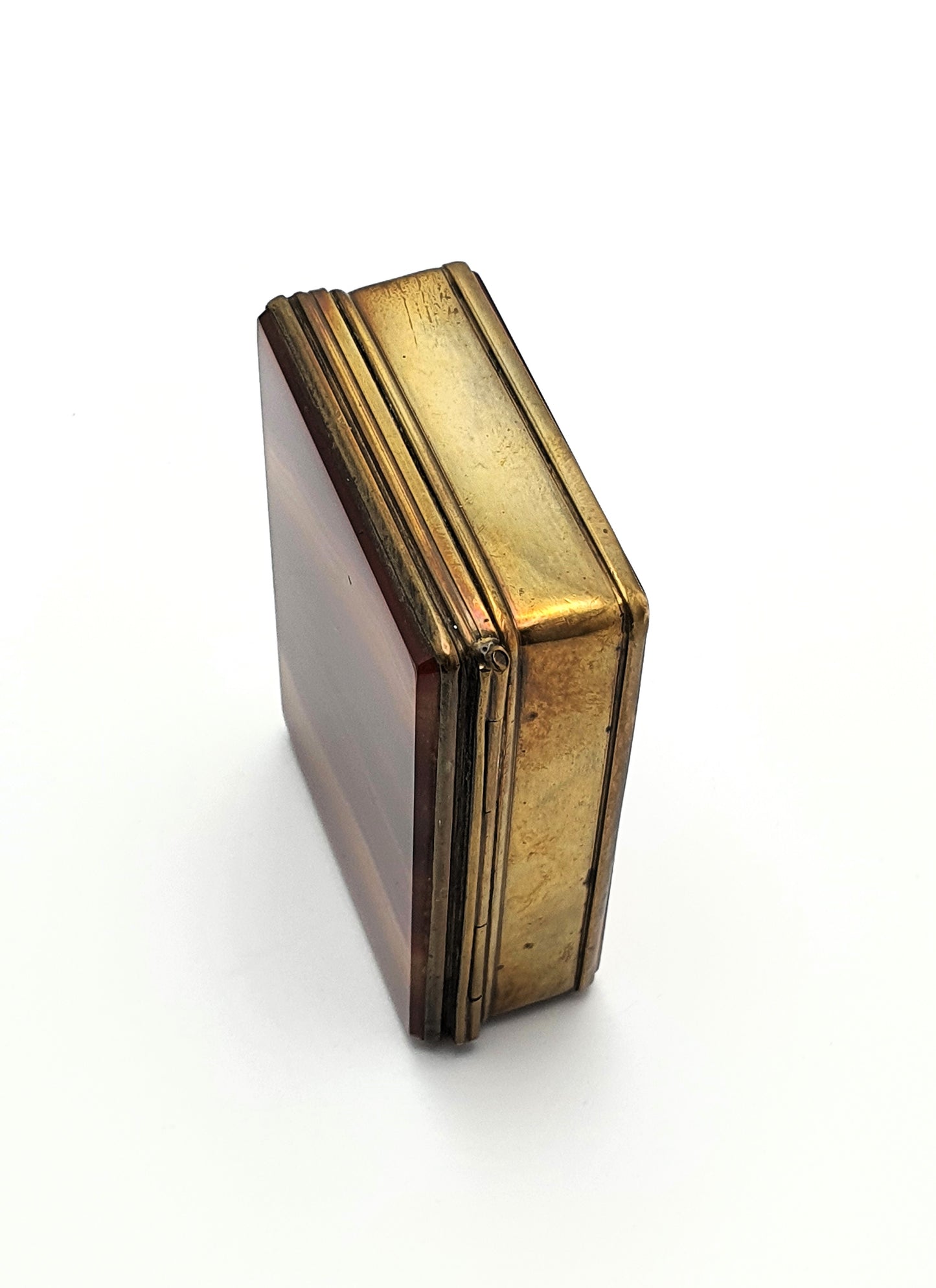 Victorian Brass and Agate Trinket Box - Antique Jewellery Box - Circa 1890