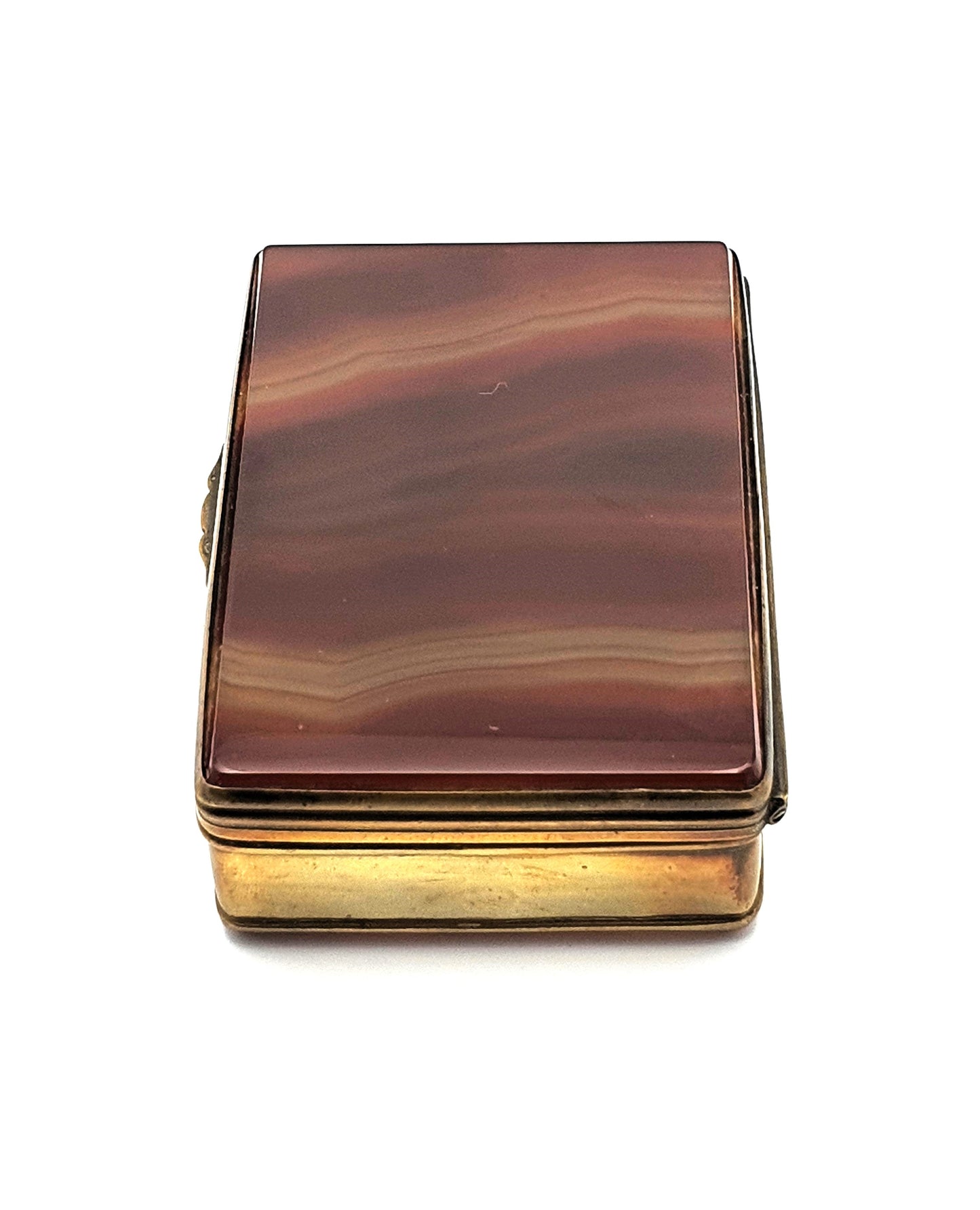 Victorian Brass and Agate Trinket Box - Antique Jewellery Box - Circa 1890