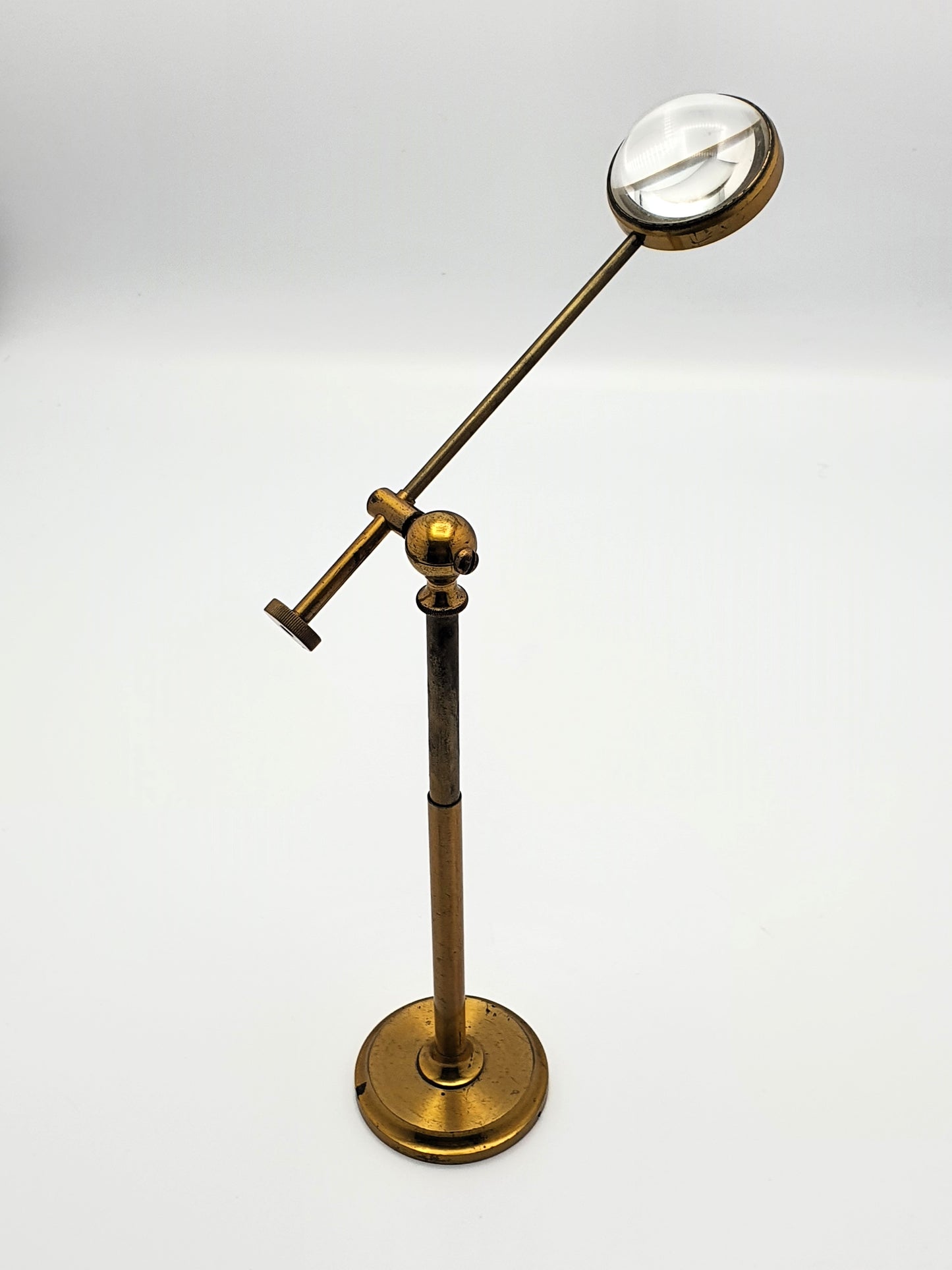 English Victorian Brass Pivoting Magnifying Glass on Stand - Antique - circa 1890