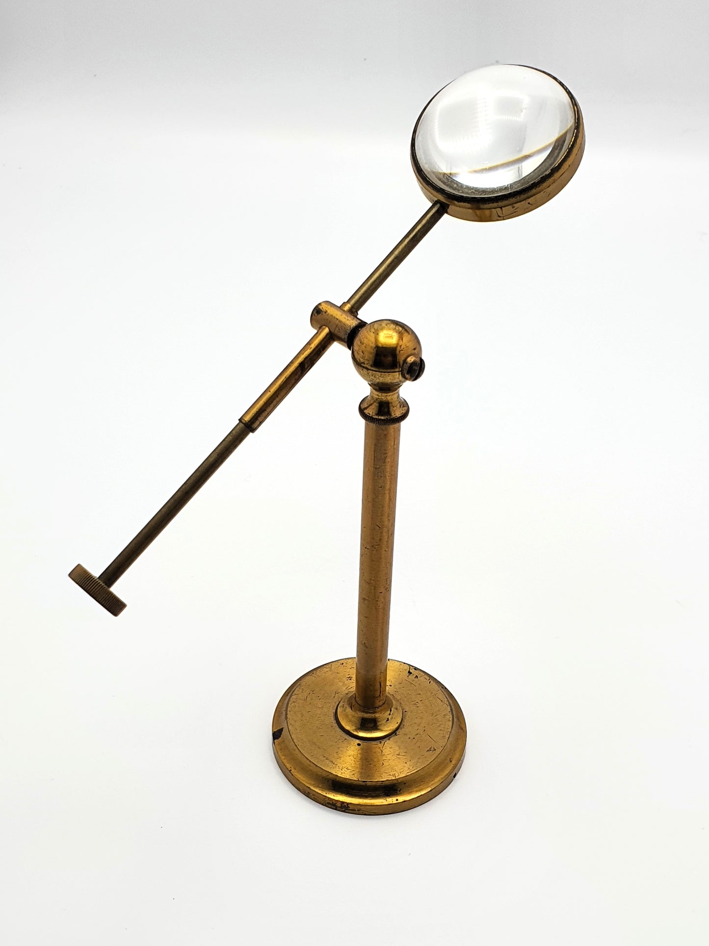 English Victorian Brass Pivoting Magnifying Glass on Stand - Antique - circa 1890