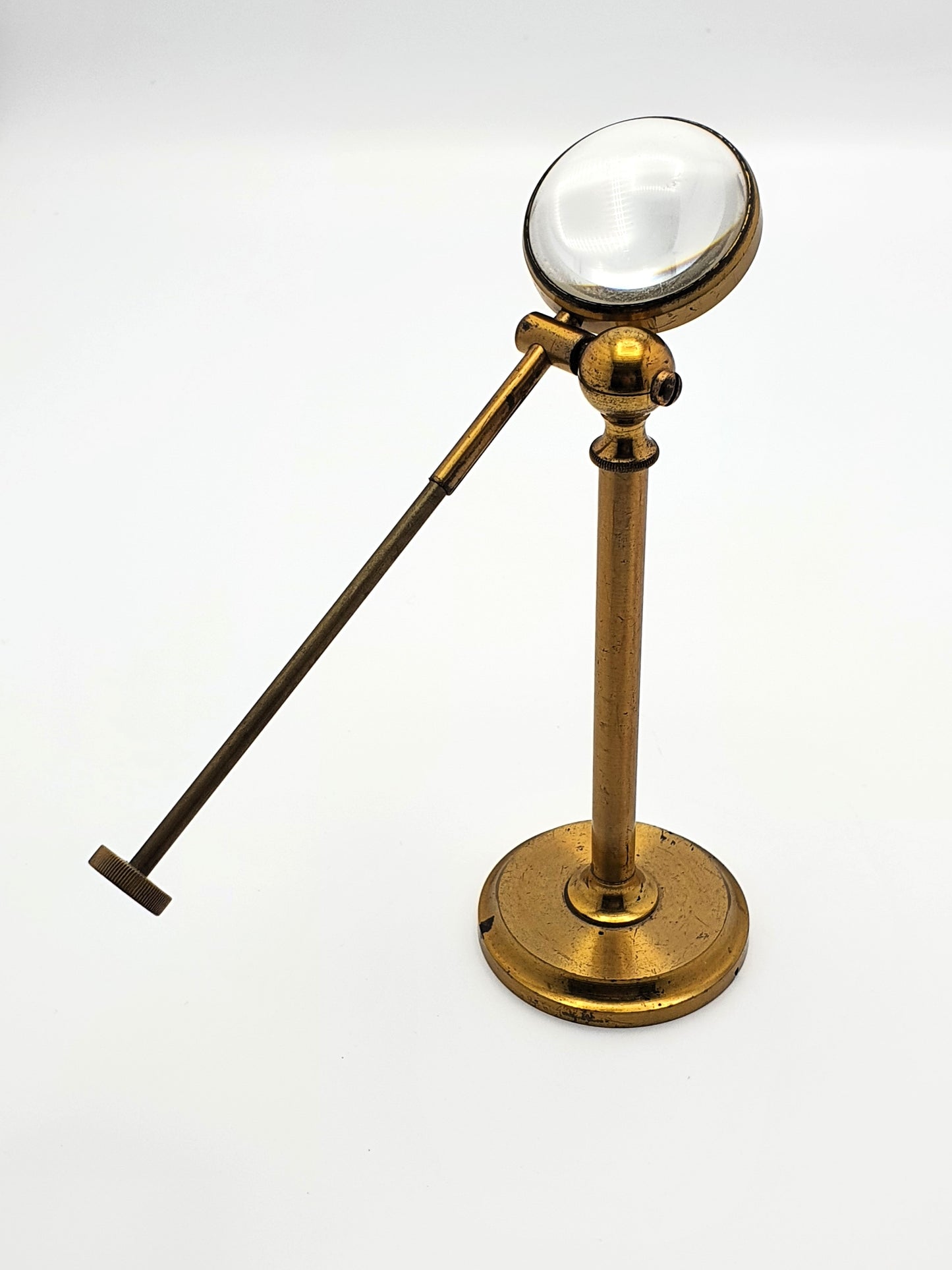 English Victorian Brass Pivoting Magnifying Glass on Stand - Antique - circa 1890