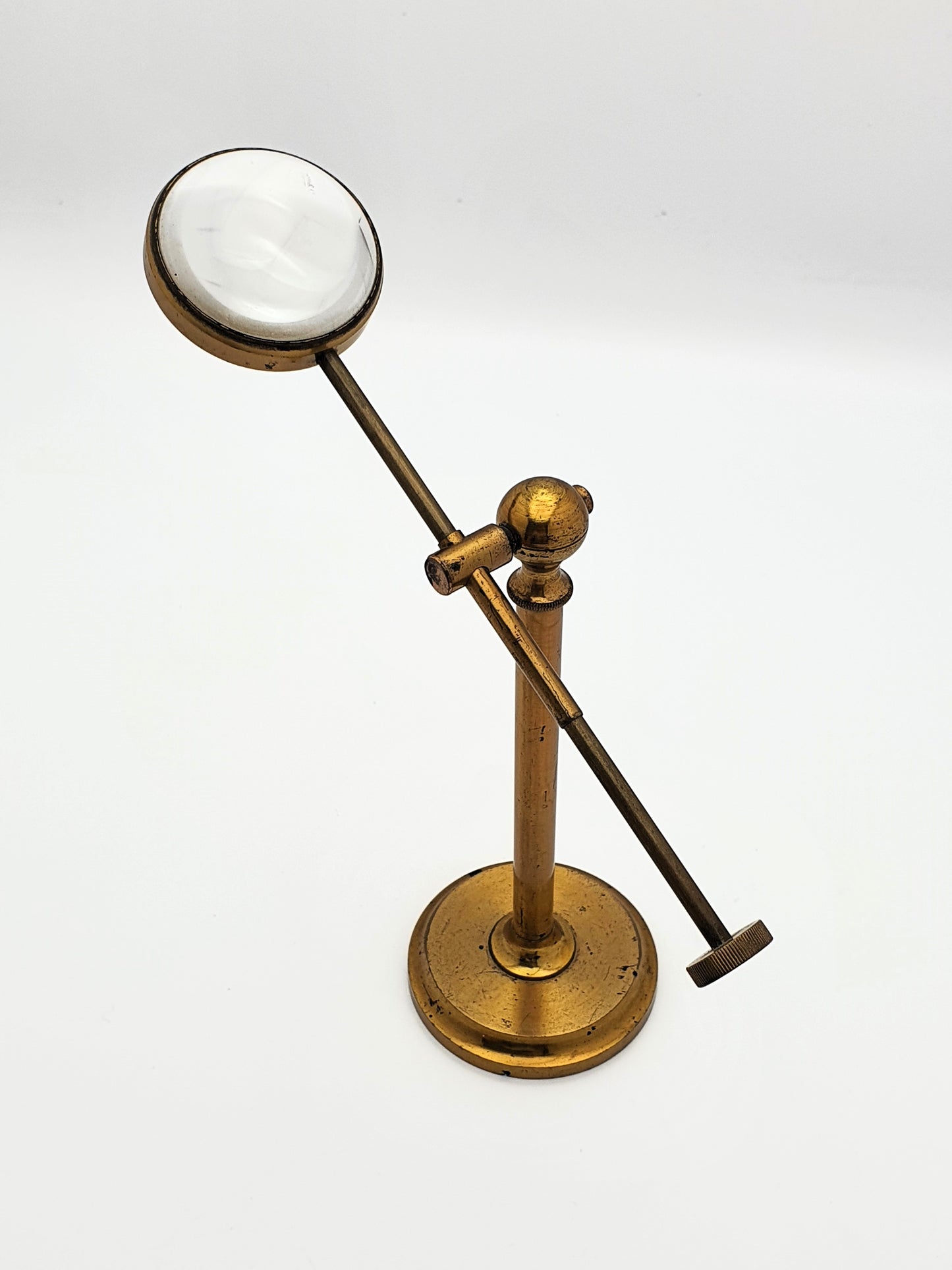 English Victorian Brass Pivoting Magnifying Glass on Stand - Antique - circa 1890
