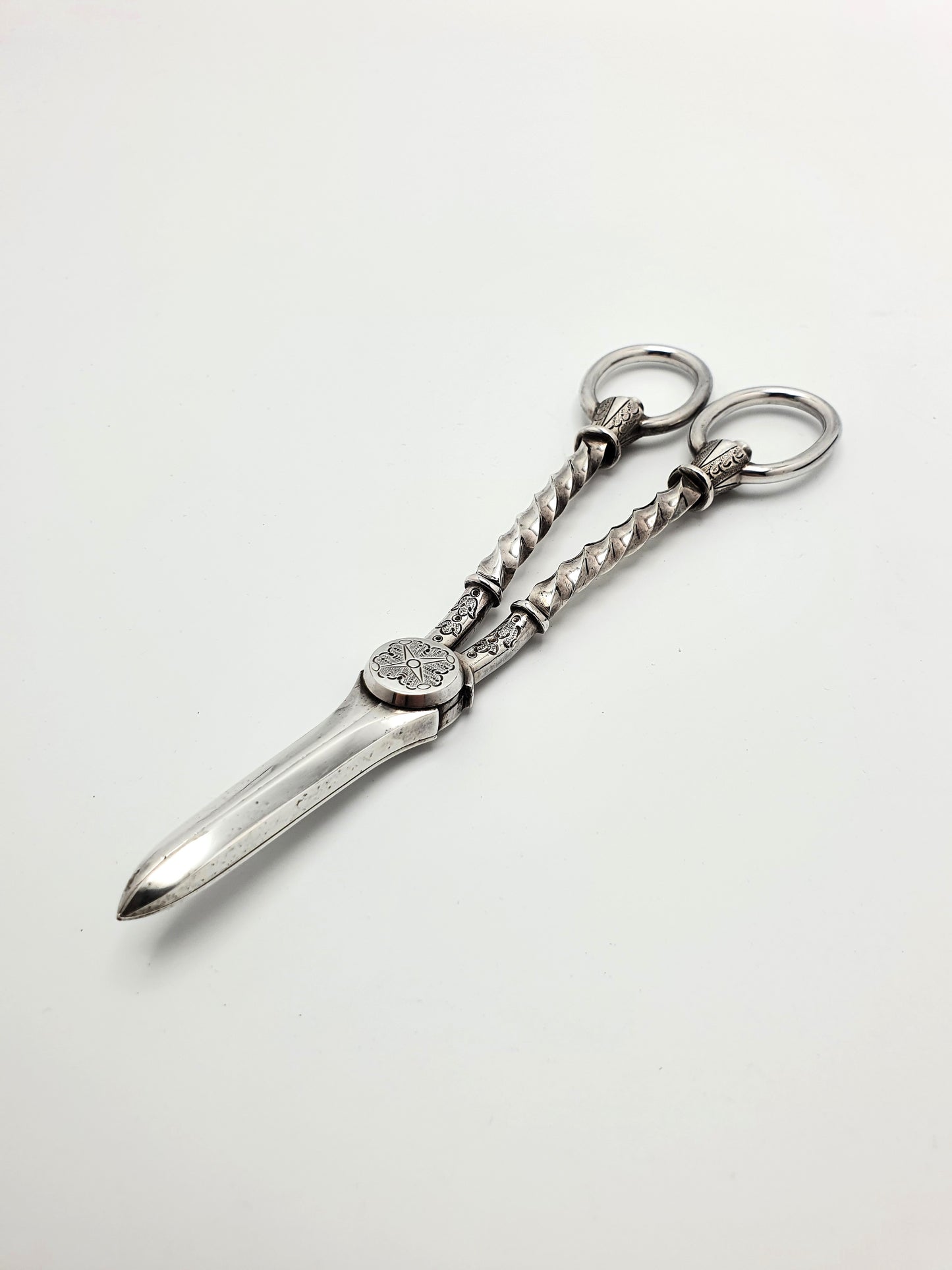 Lovely Pair of Cased Silver Plated Grape Scissors - English Antique - circa 1890