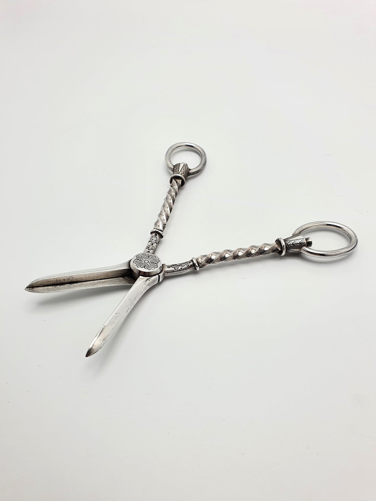 Lovely Pair of Cased Silver Plated Grape Scissors - English Antique - circa 1890