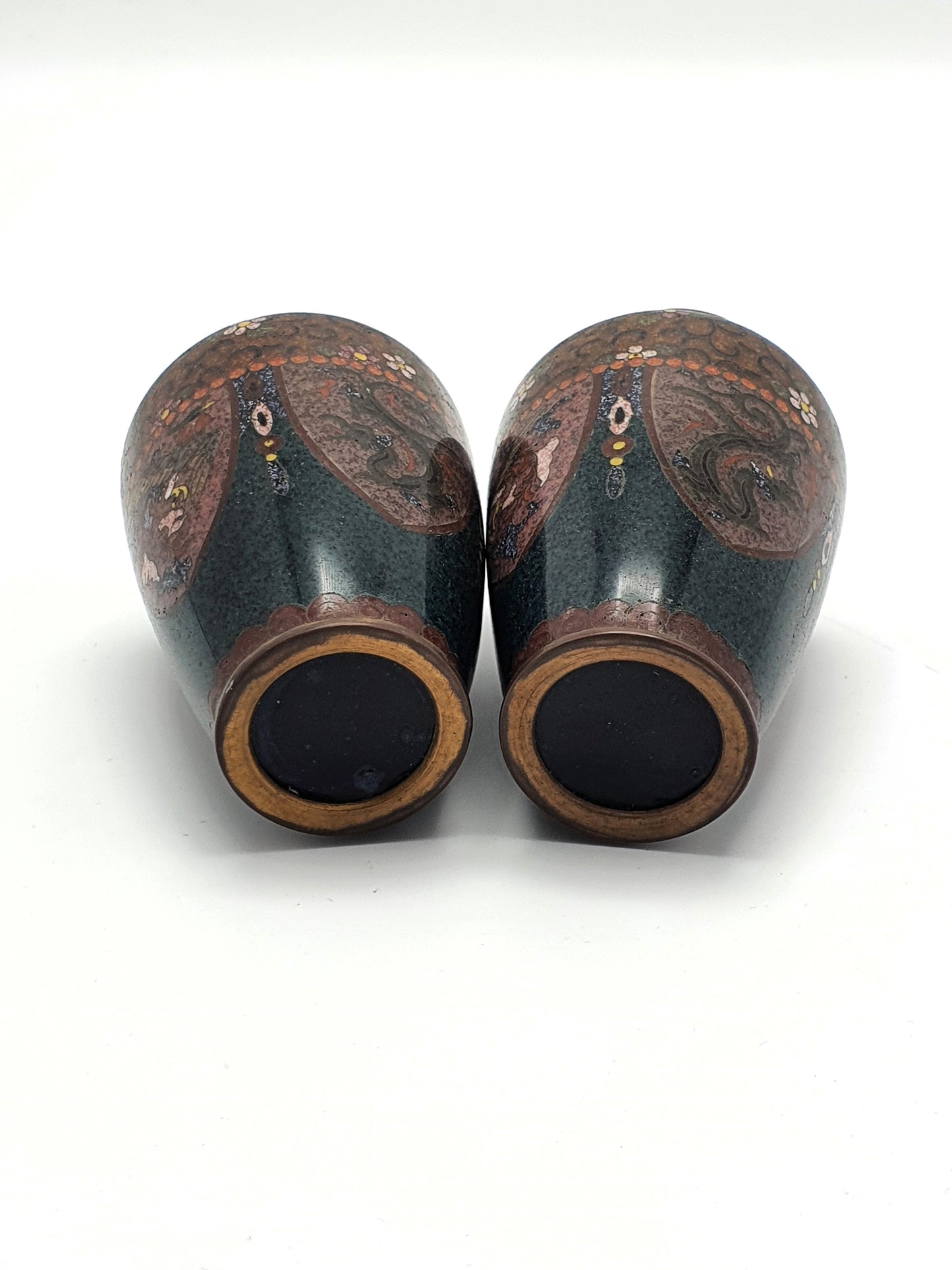 Nice Pair of Small Antique Japanese Cloisonné Vases - circa 1930