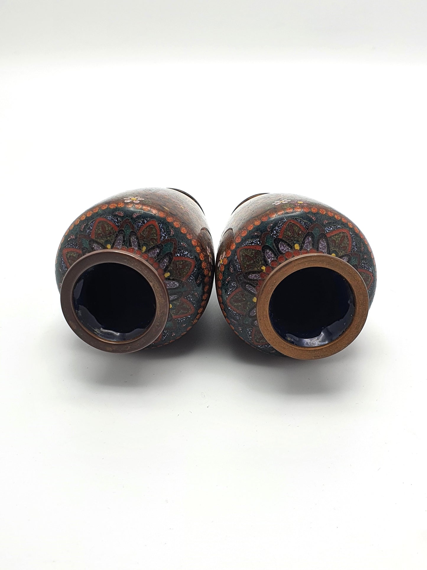 Nice Pair of Small Antique Japanese Cloisonné Vases - circa 1930