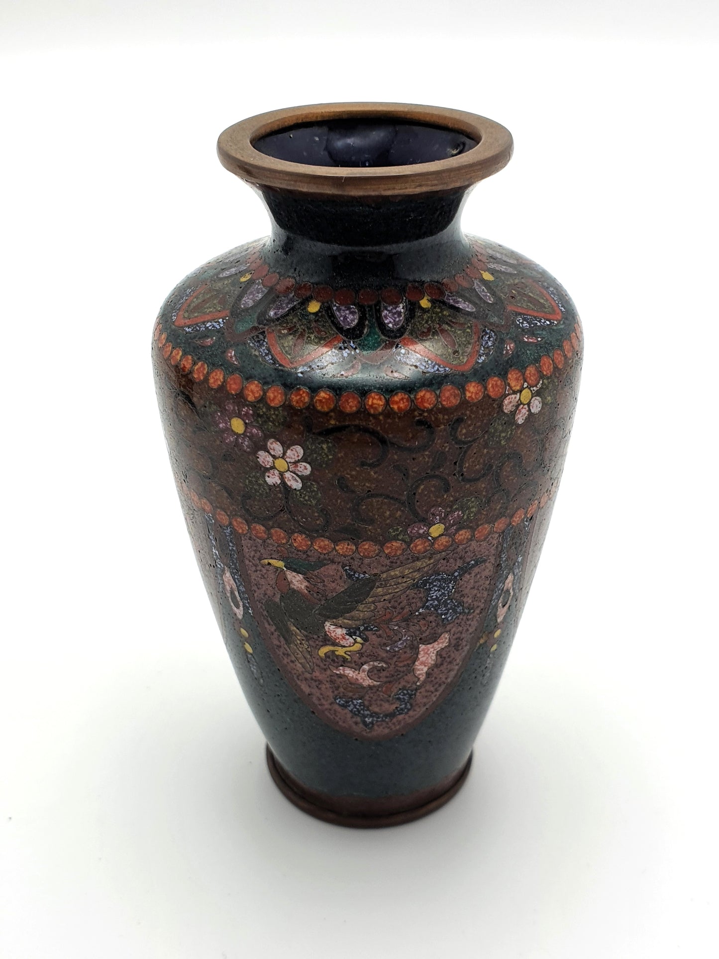 Nice Pair of Small Antique Japanese Cloisonné Vases - circa 1930