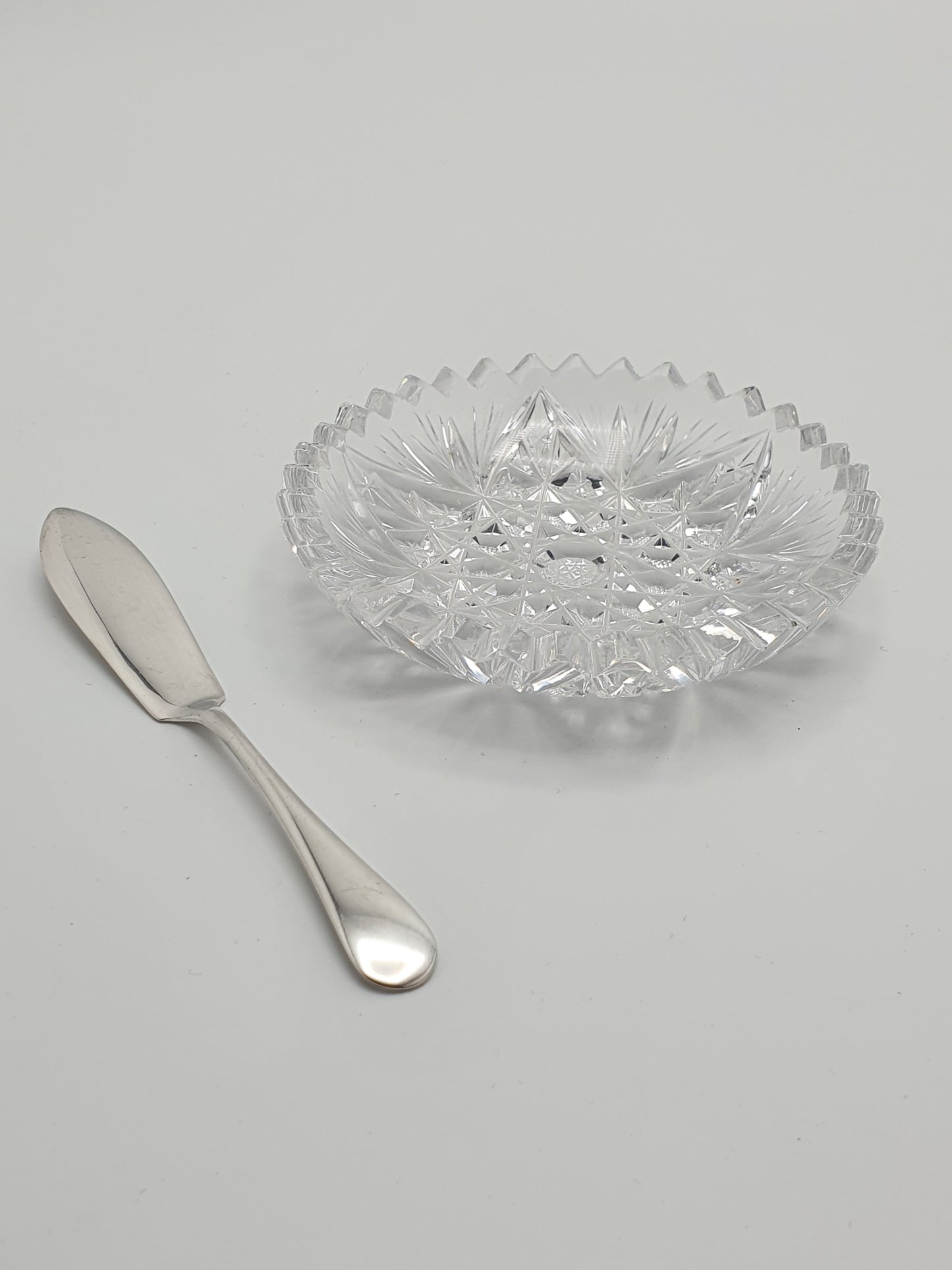 Fabulous Antique Silver and Crystal Butter Set - English Antique - 1925