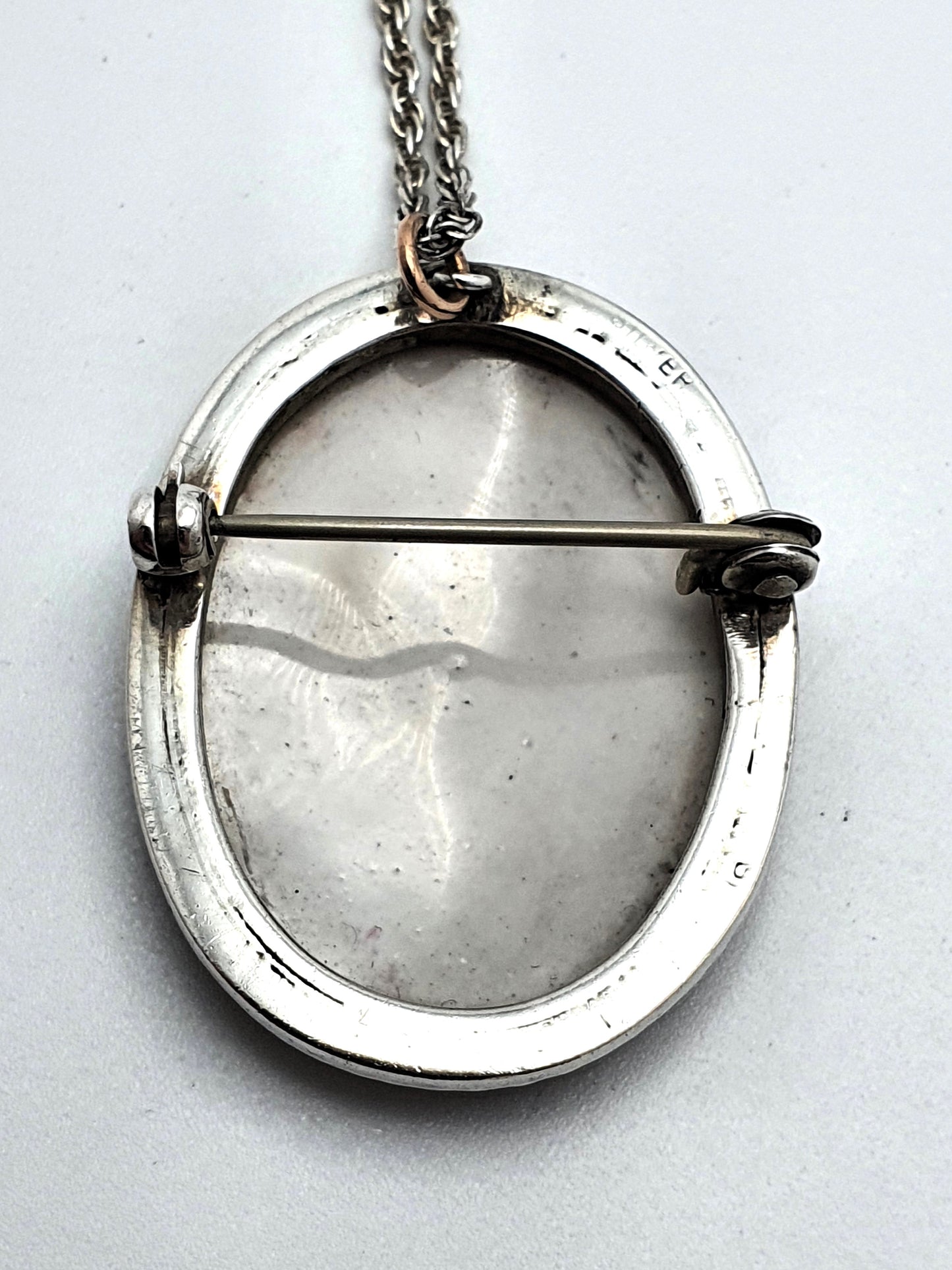 Pretty English Silver and China Pendant/Brooch - circa 1930