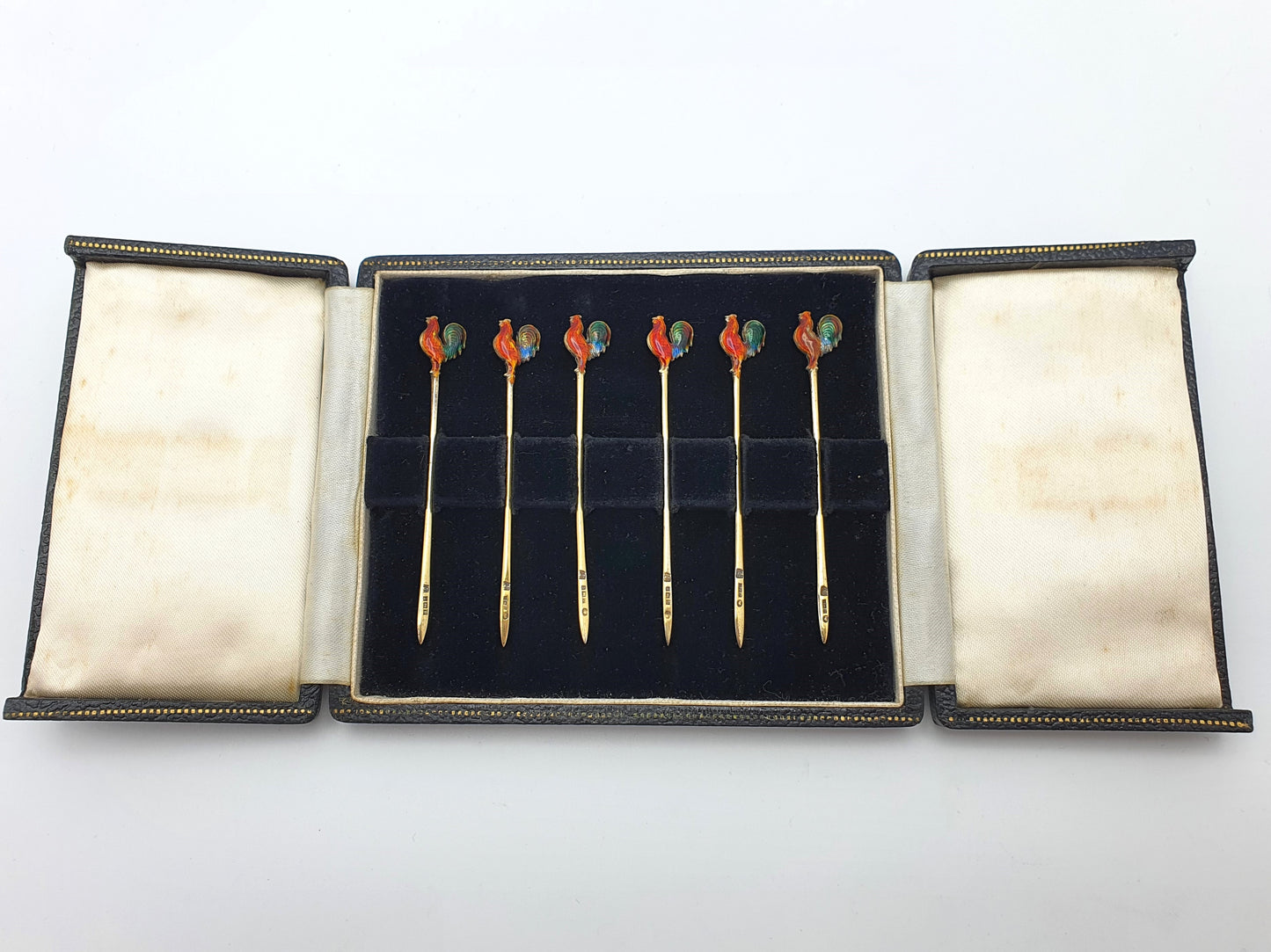 Beautiful Set of Silver and Enamelled Cocktail Sticks - 1951