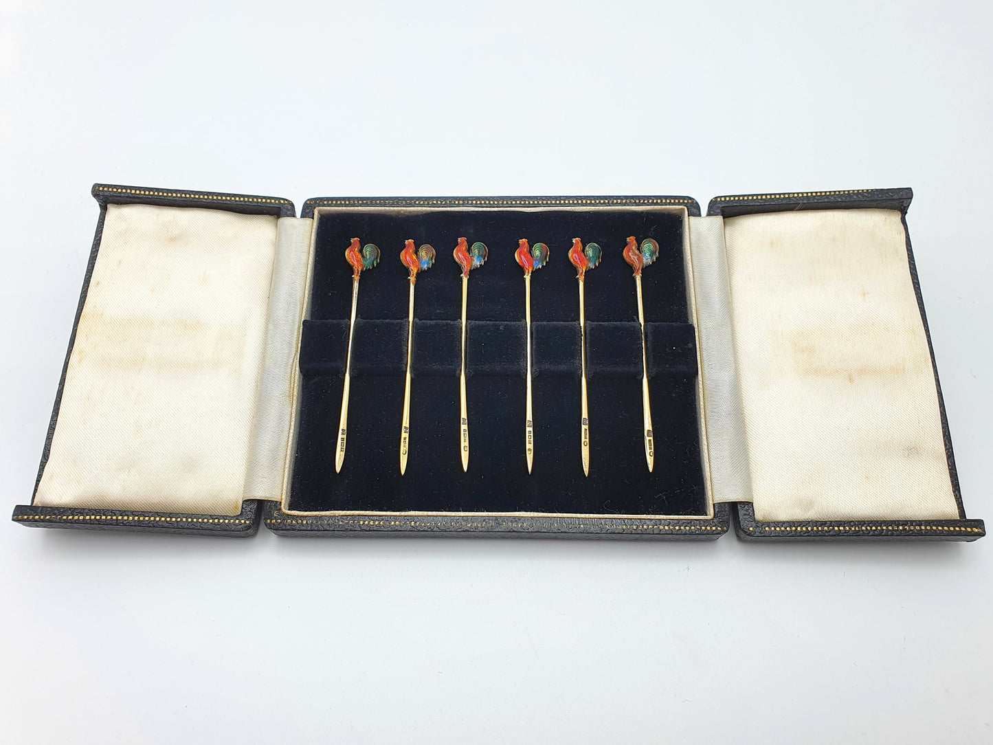 Beautiful Set of Silver and Enamelled Cocktail Sticks - 1951