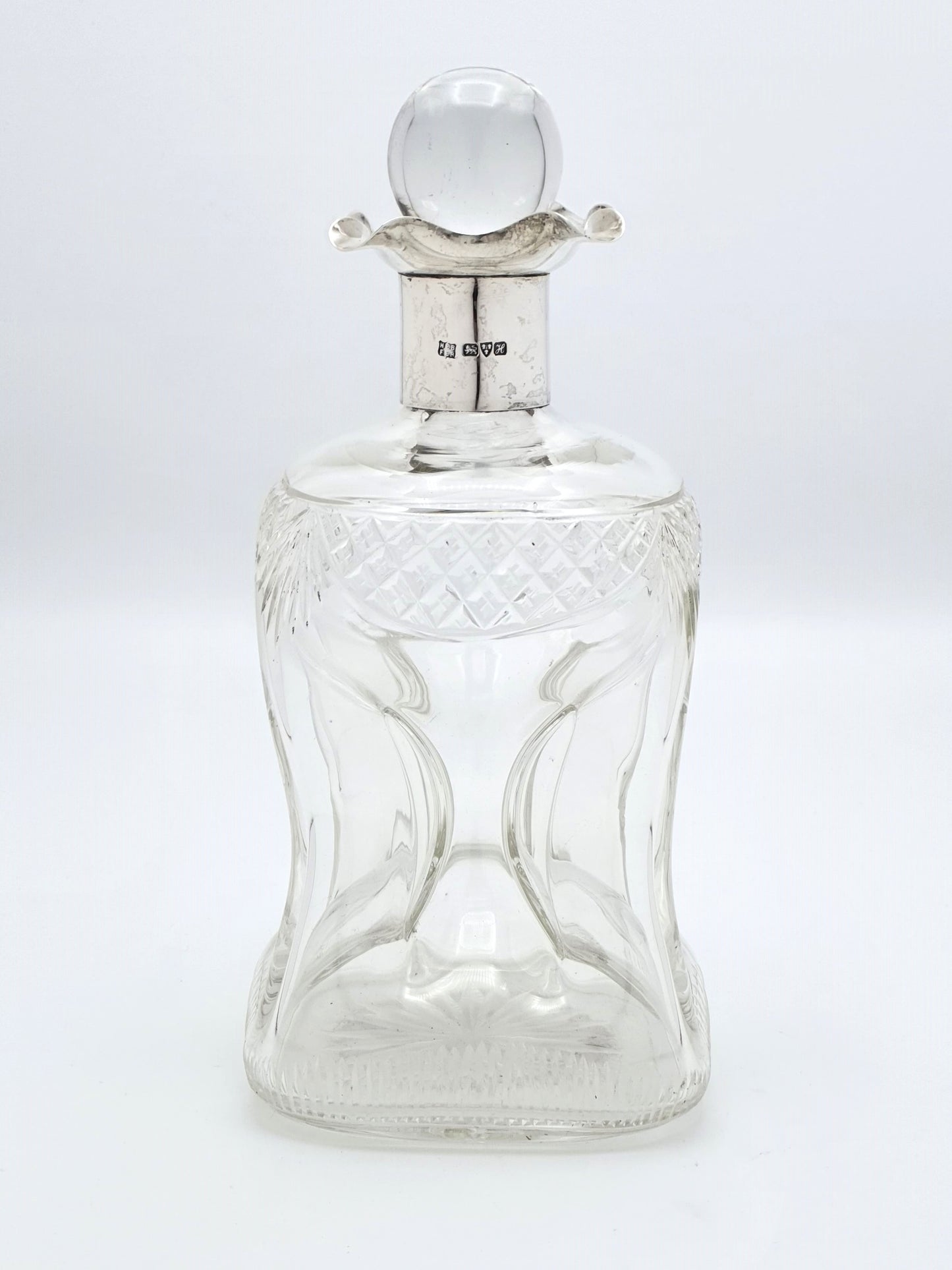 Super Edwardian silver topped glug glug decanter - Chester 1908