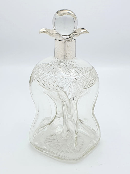 Super Edwardian silver topped glug glug decanter - Chester 1908