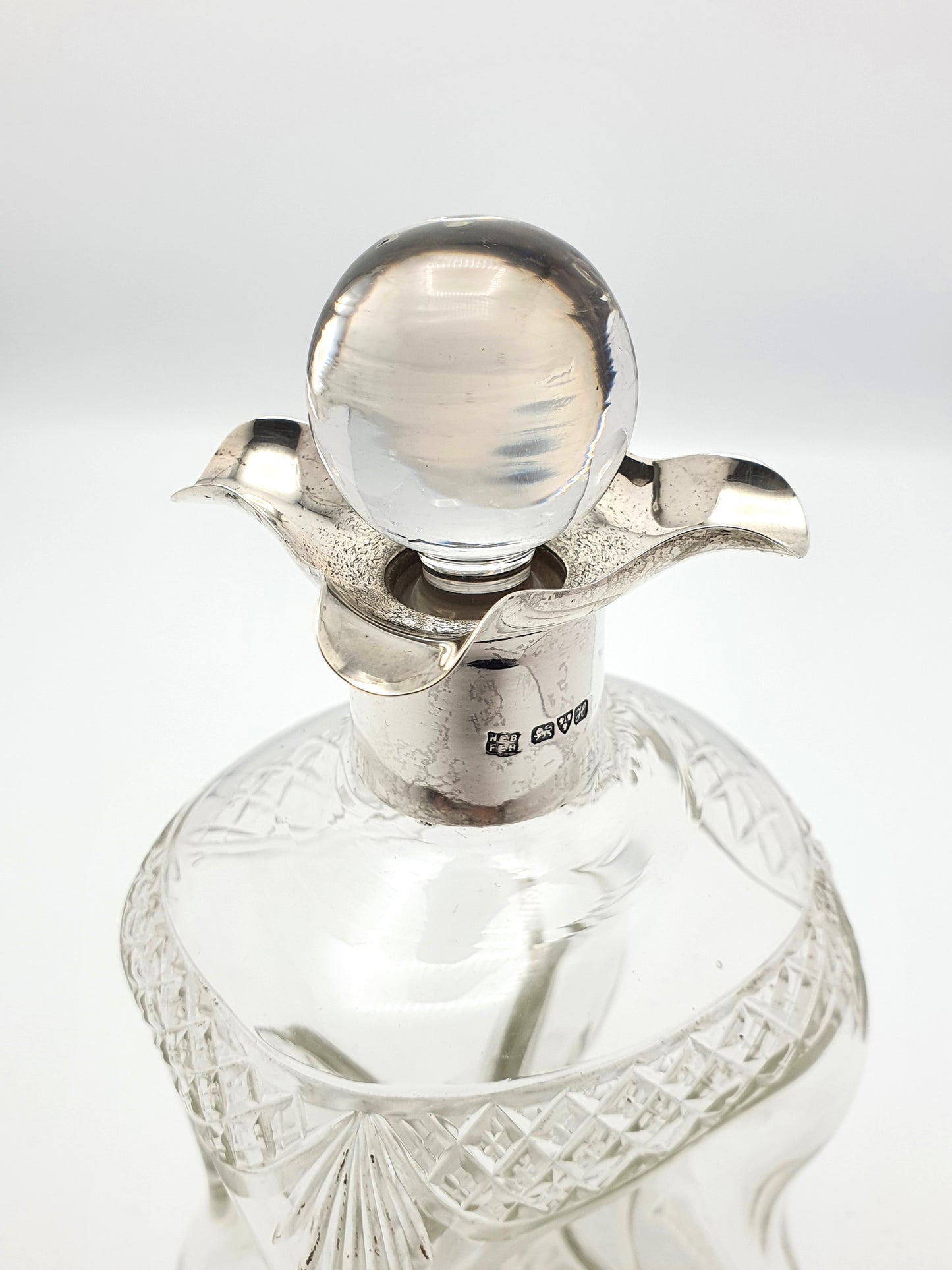 Super Edwardian silver topped glug glug decanter - Chester 1908