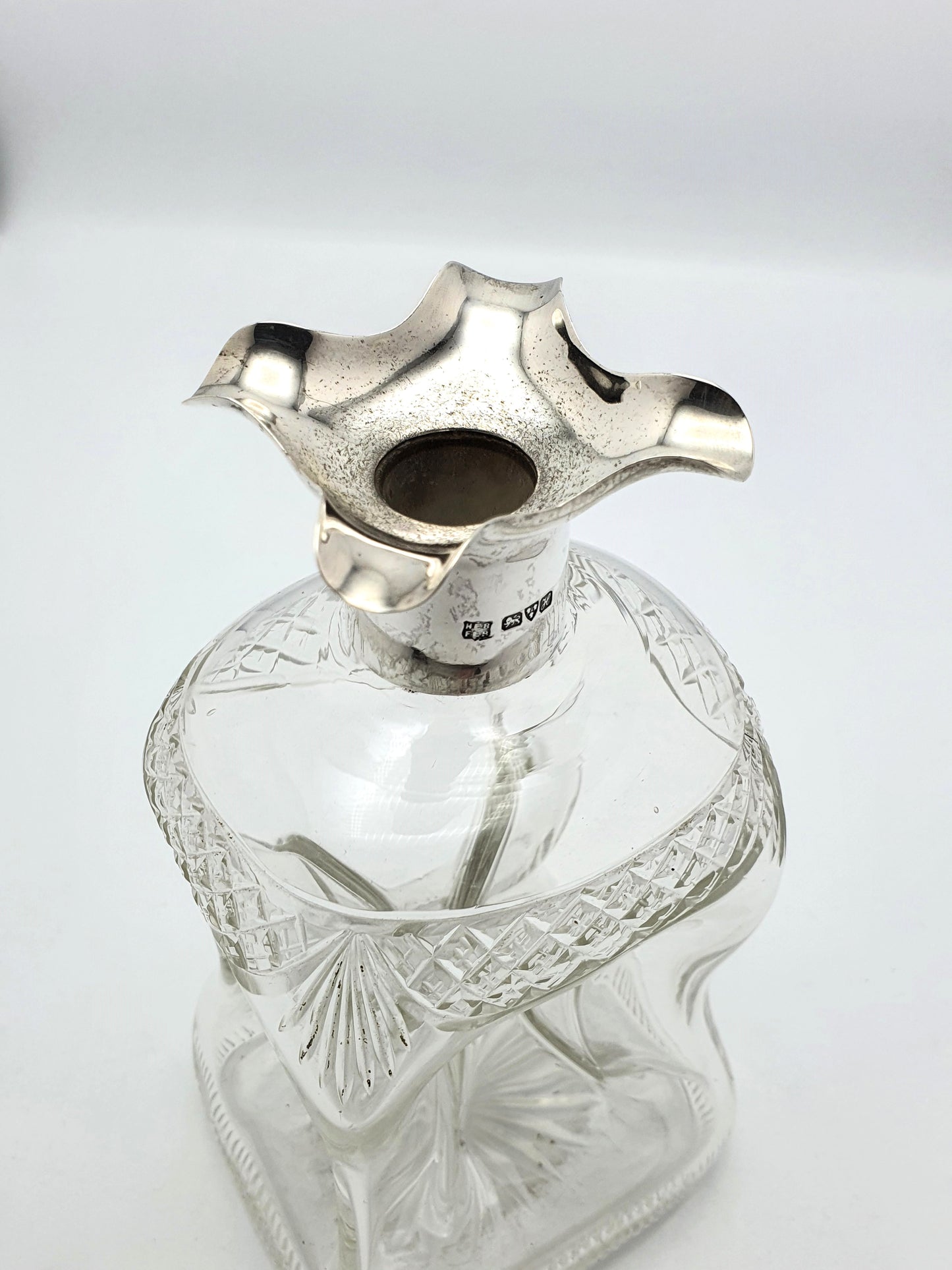 Super Edwardian silver topped glug glug decanter - Chester 1908