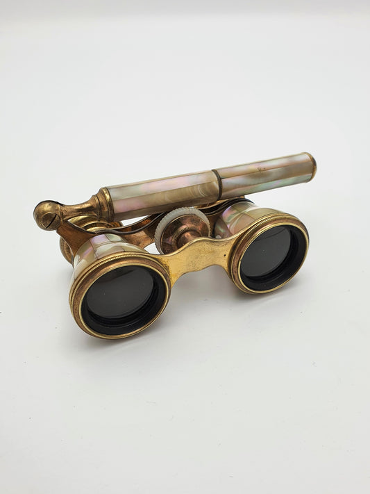 Beautiful Victorian Mother of Pearl and Brass Opera Glasses - English Antique - circa 1900
