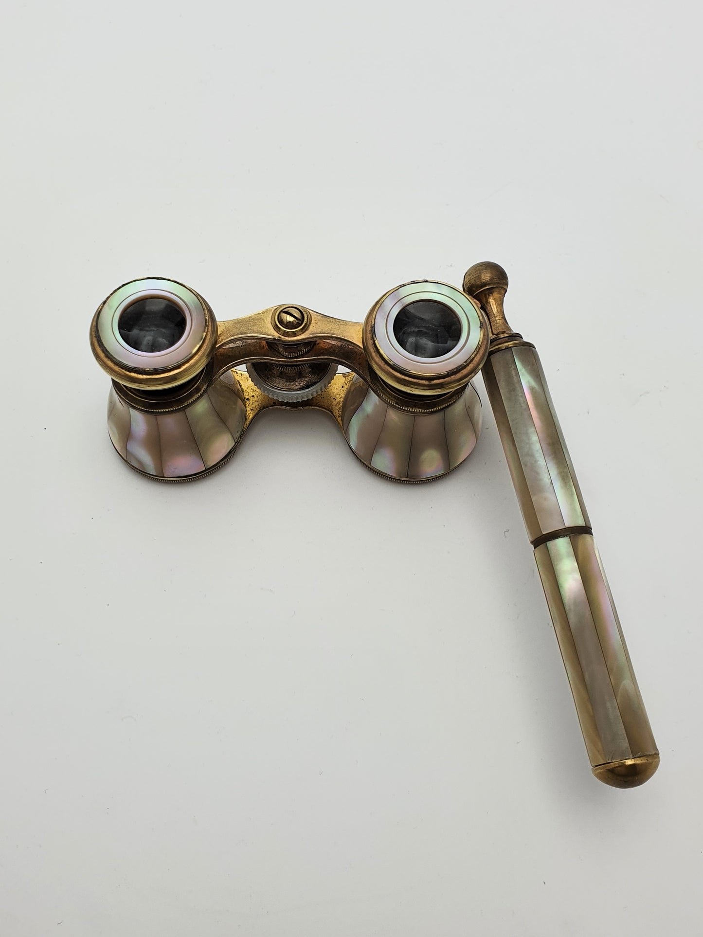 Beautiful Victorian Mother of Pearl and Brass Opera Glasses - English Antique - circa 1900