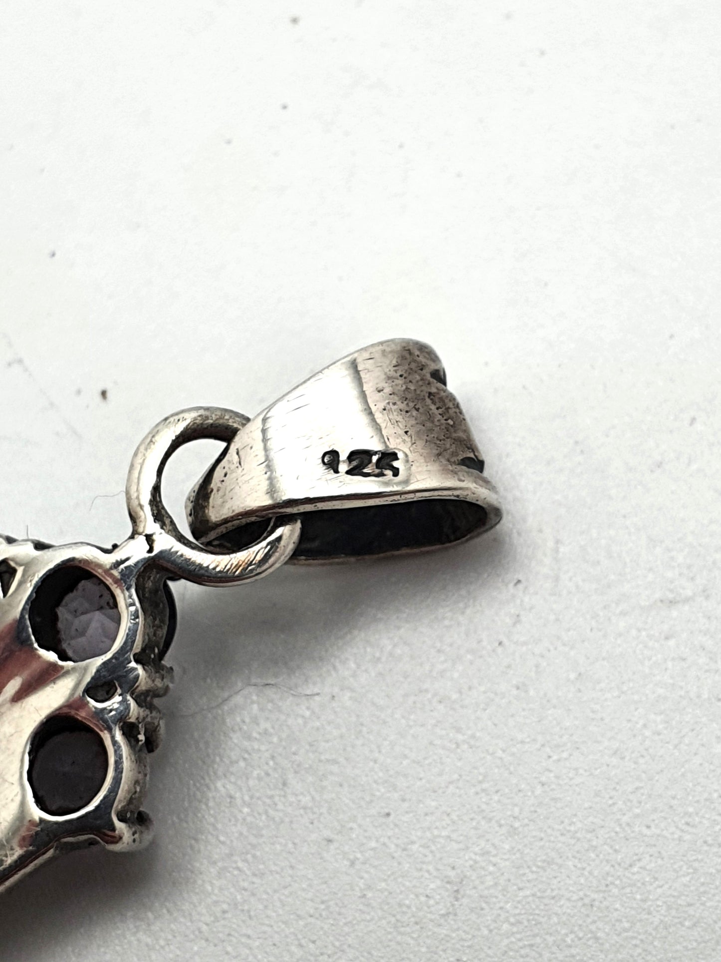 Splendid Amethyst and Marcasite Silver Cross Pendant - circa 1960