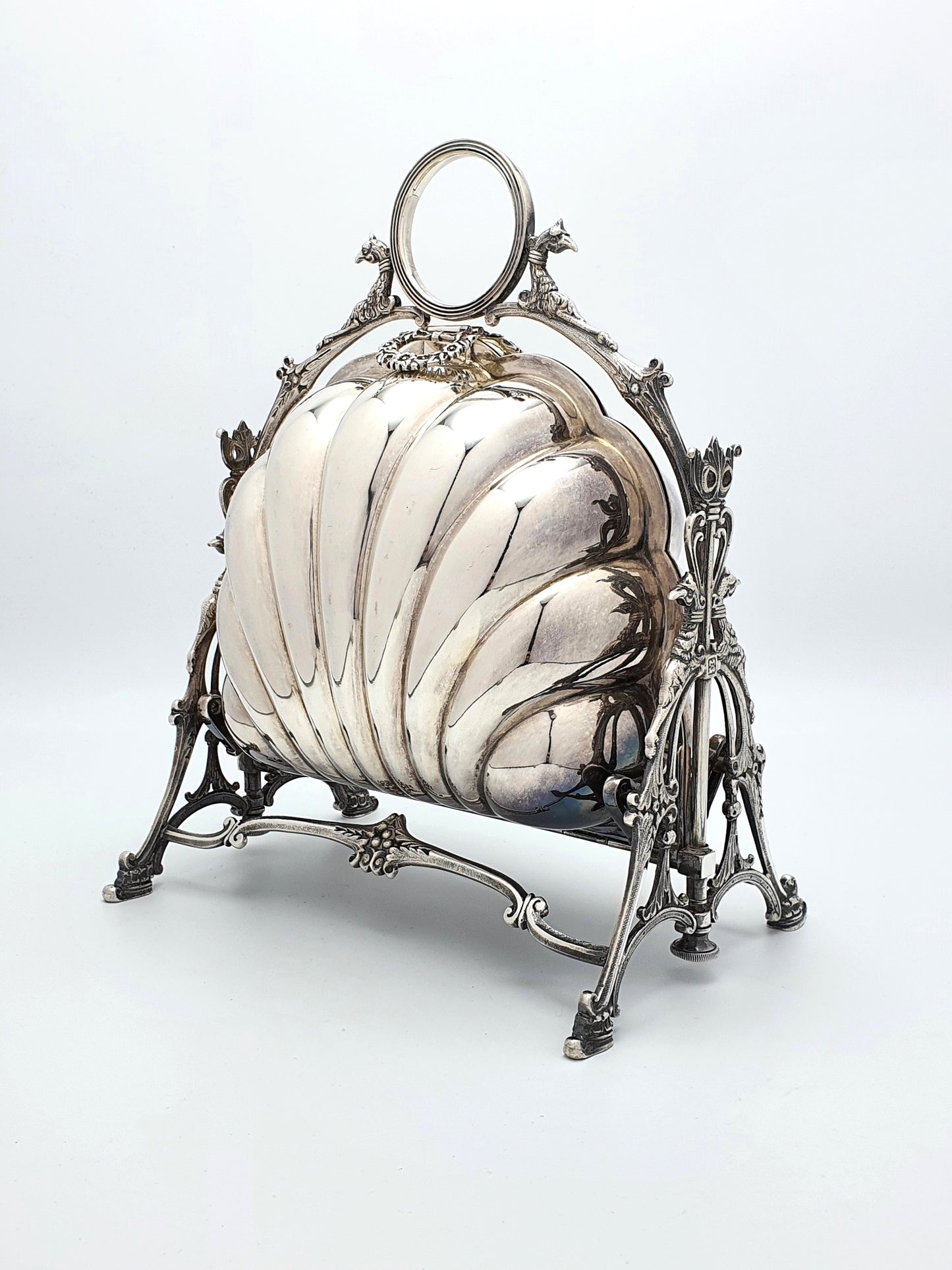 Fantastic Antique Victorian Shell Shaped Folding Biscuit Box - circa 1880