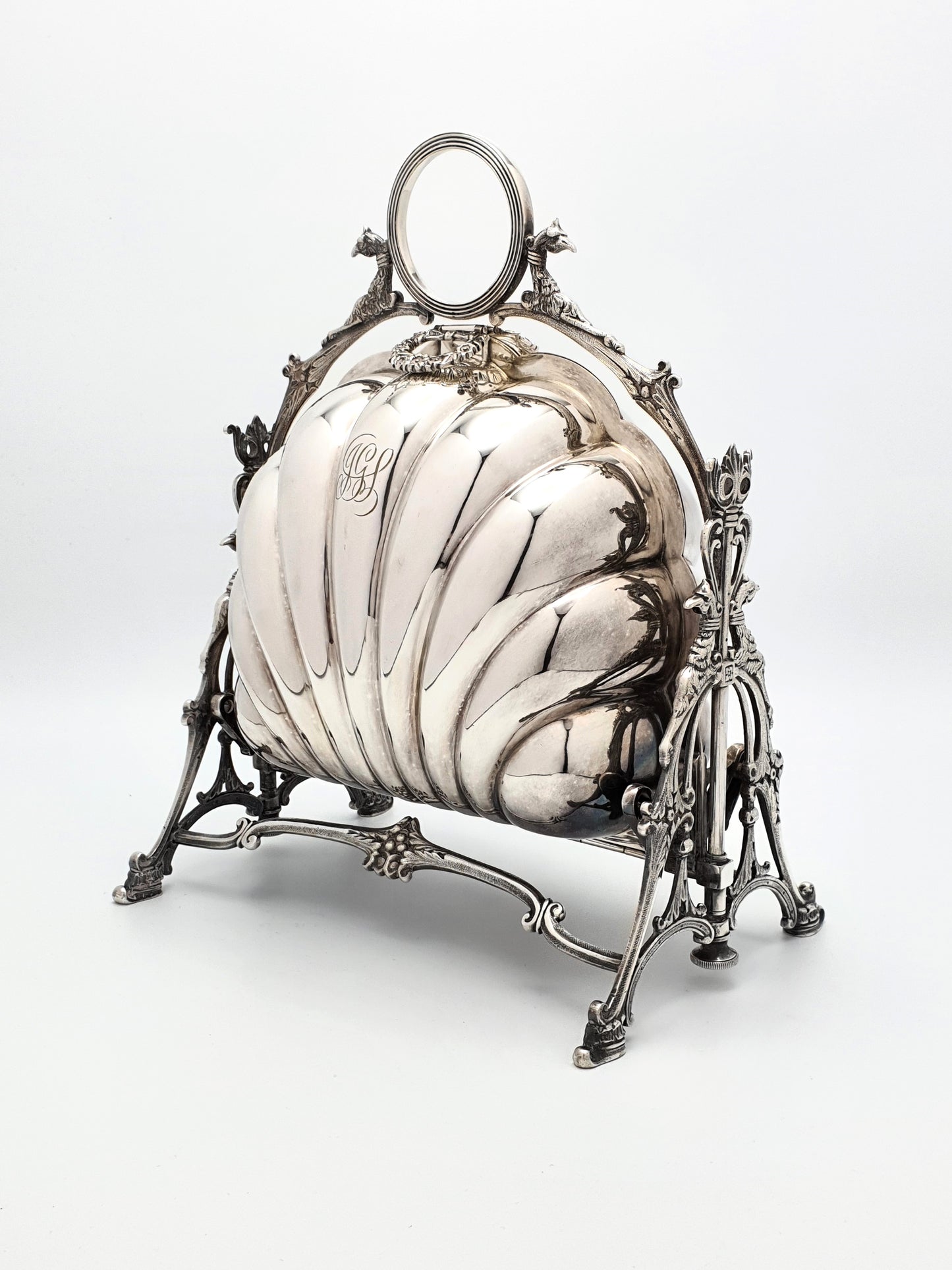 Fantastic Antique Victorian Shell Shaped Folding Biscuit Box - circa 1880