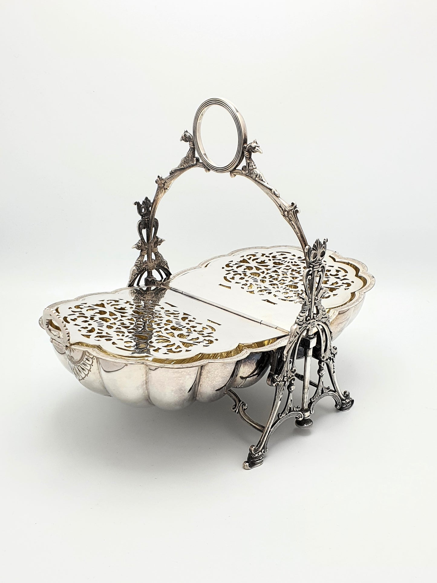 Fantastic Antique Victorian Shell Shaped Folding Biscuit Box - circa 1880