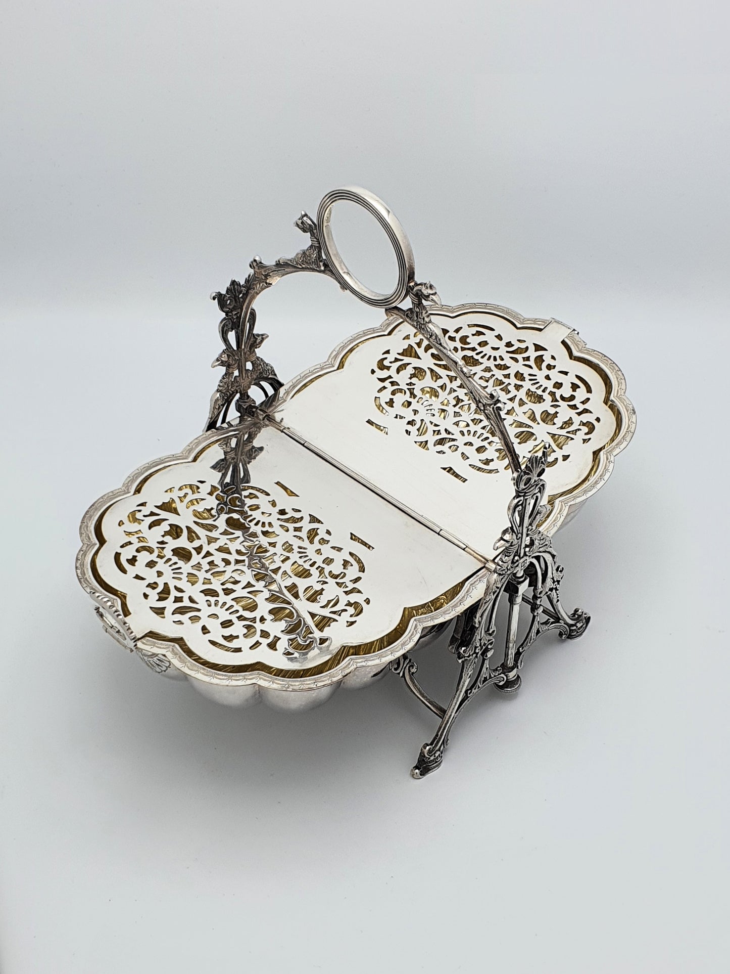 Fantastic Antique Victorian Shell Shaped Folding Biscuit Box - circa 1880