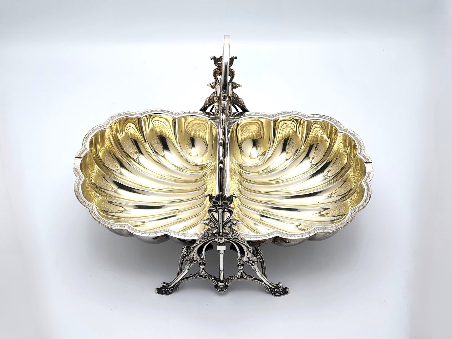 Fantastic Antique Victorian Shell Shaped Folding Biscuit Box - circa 1880