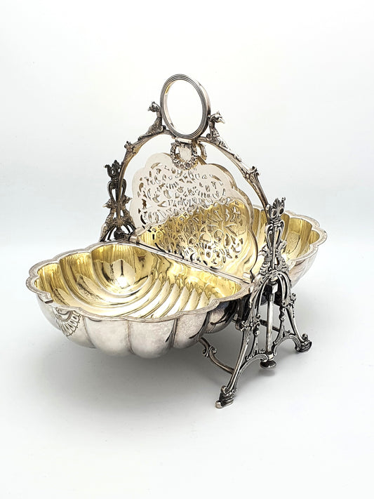 Fantastic Antique Victorian Shell Shaped Folding Biscuit Box - circa 1880