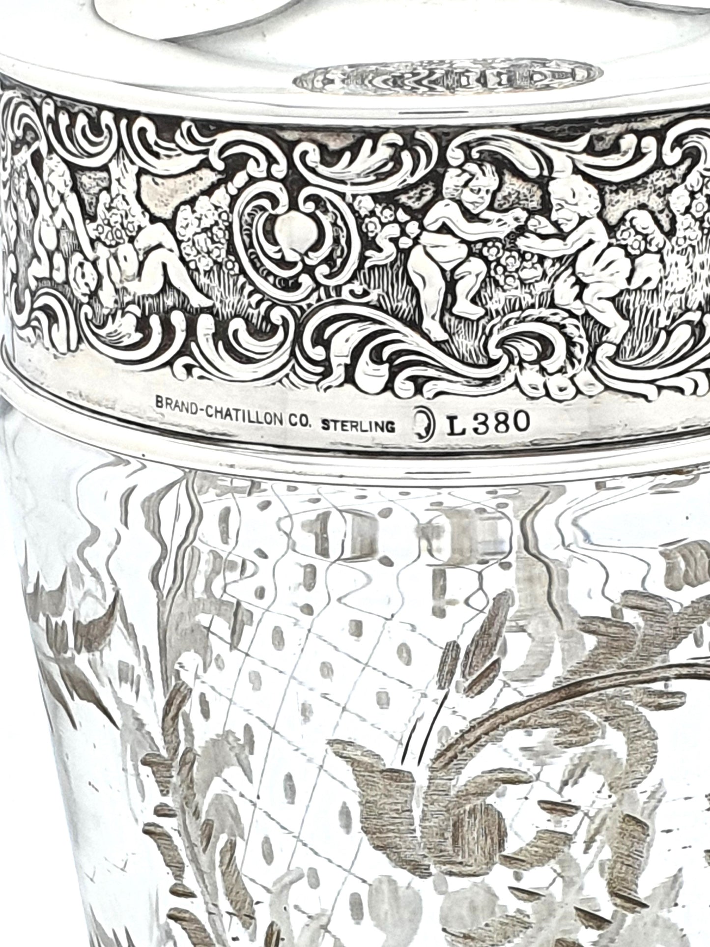 Stunning Large Antique American Sterling Silver & Glass Cocktail Shaker - circa 1900