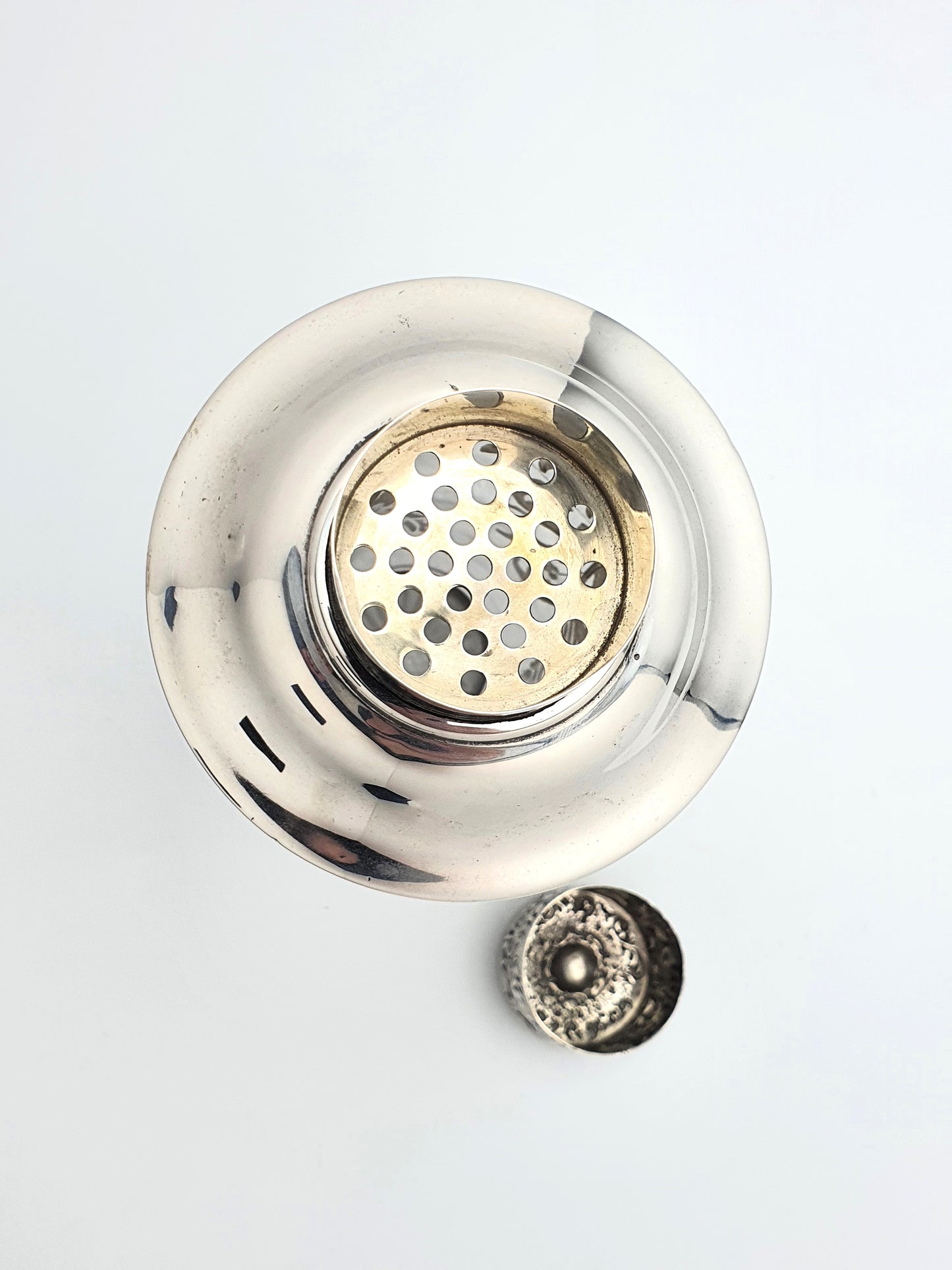 Stunning Large Antique American Sterling Silver & Glass Cocktail Shaker - circa 1900