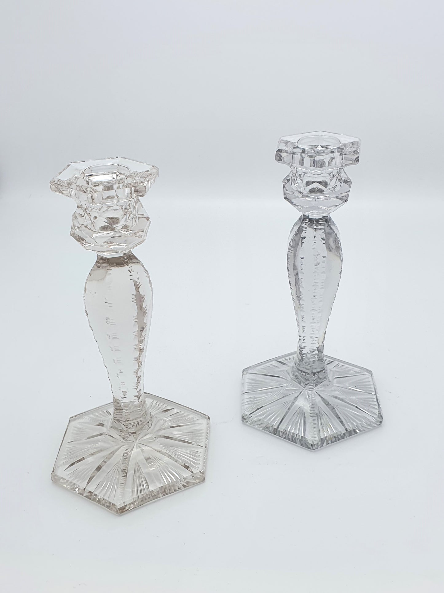Very Nice Pair of Cut-glass Candlesticks - circa 1920