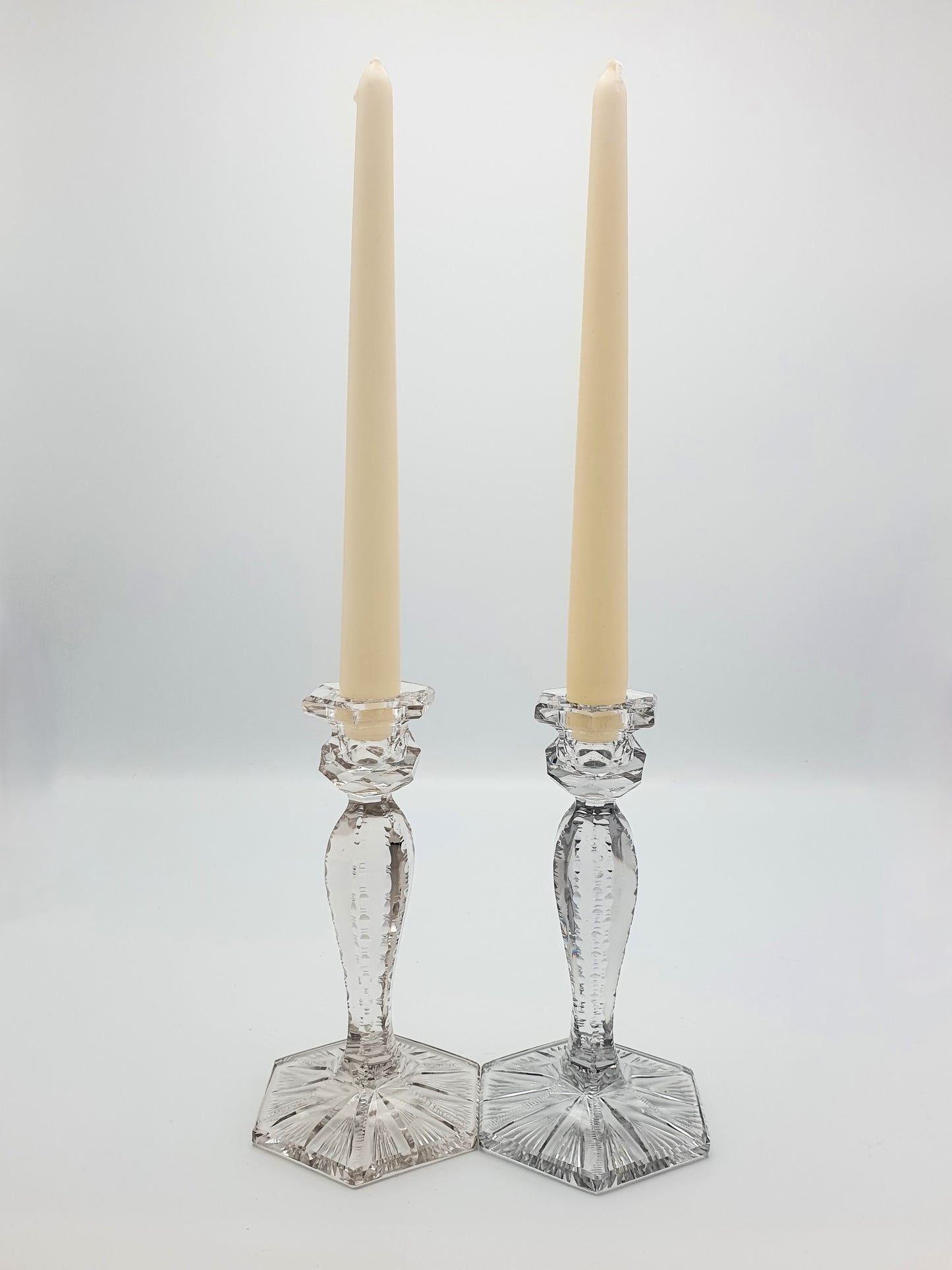 Very Nice Pair of Cut-glass Candlesticks - circa 1920