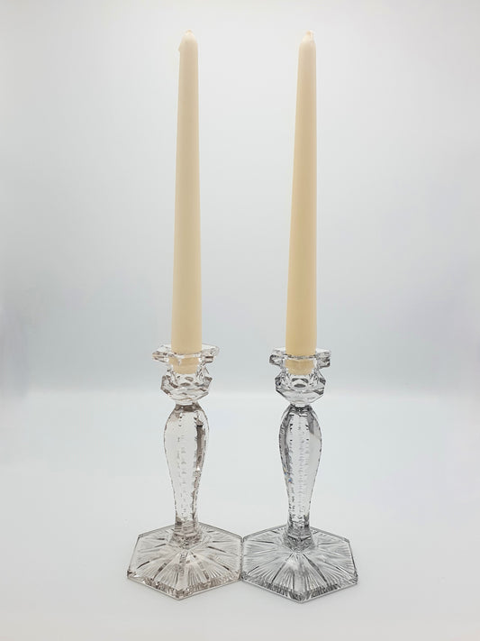 Very Nice Pair of Cut-glass Candlesticks - circa 1920
