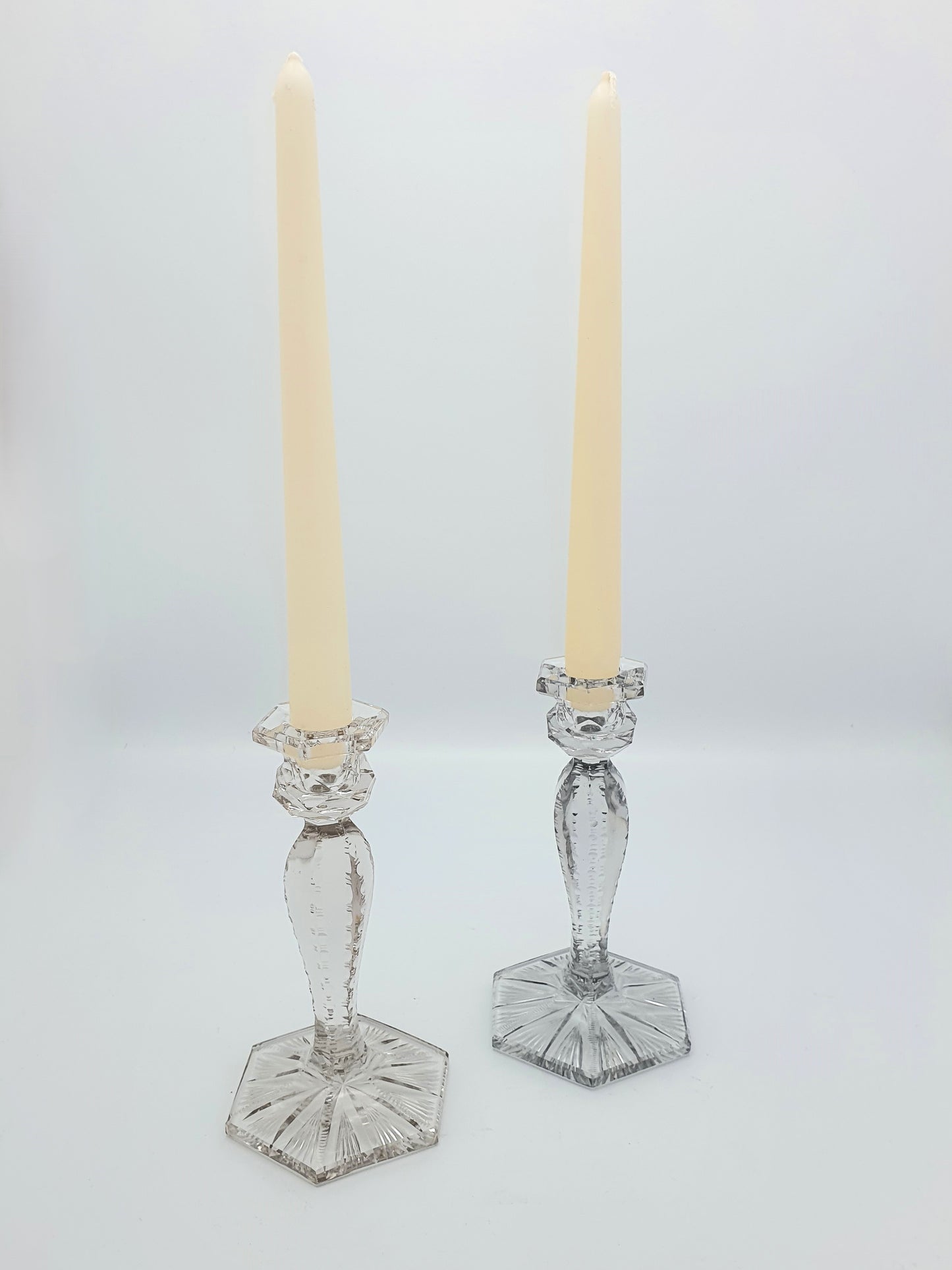 Very Nice Pair of Cut-glass Candlesticks - circa 1920