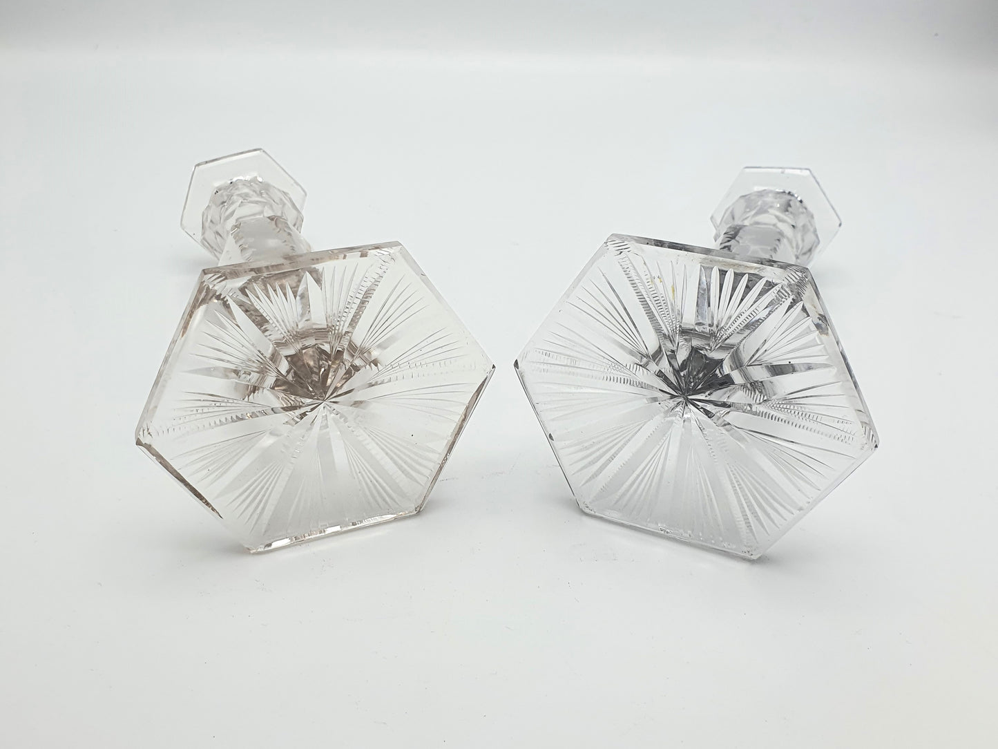 Very Nice Pair of Cut-glass Candlesticks - circa 1920