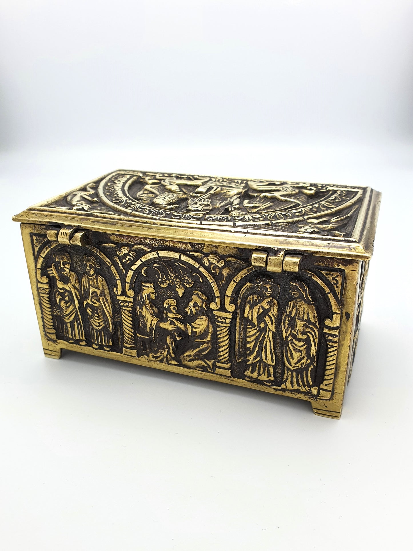 Unusual Antique Brass Jewellery Box - circa 1920