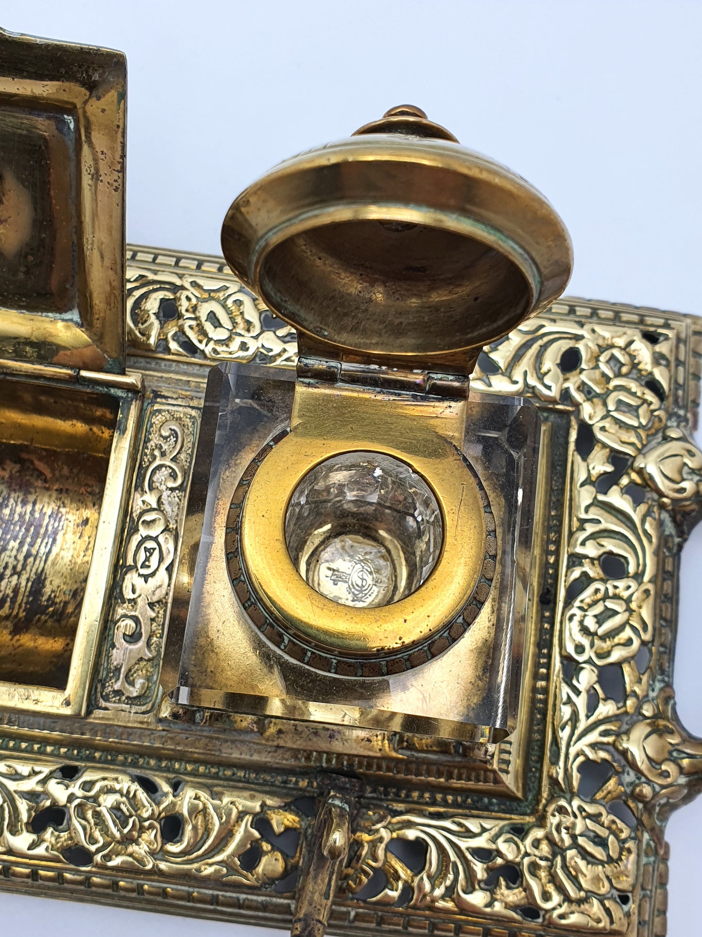 Splendid English Antique Brass Inkstand - circa 1890