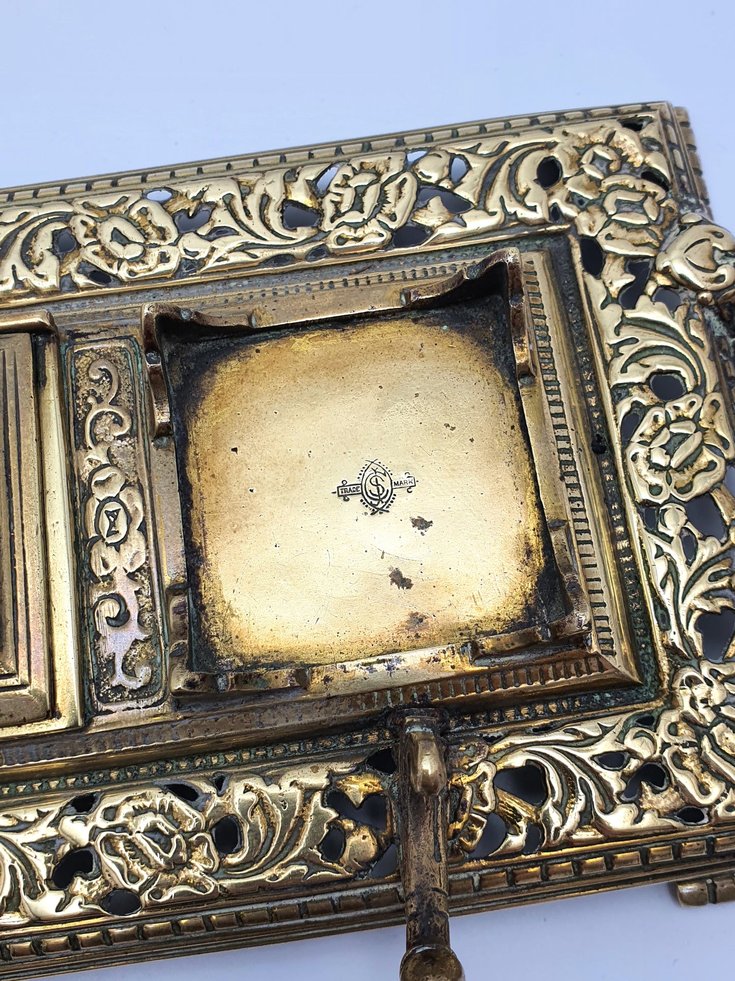 Splendid English Antique Brass Inkstand - circa 1890