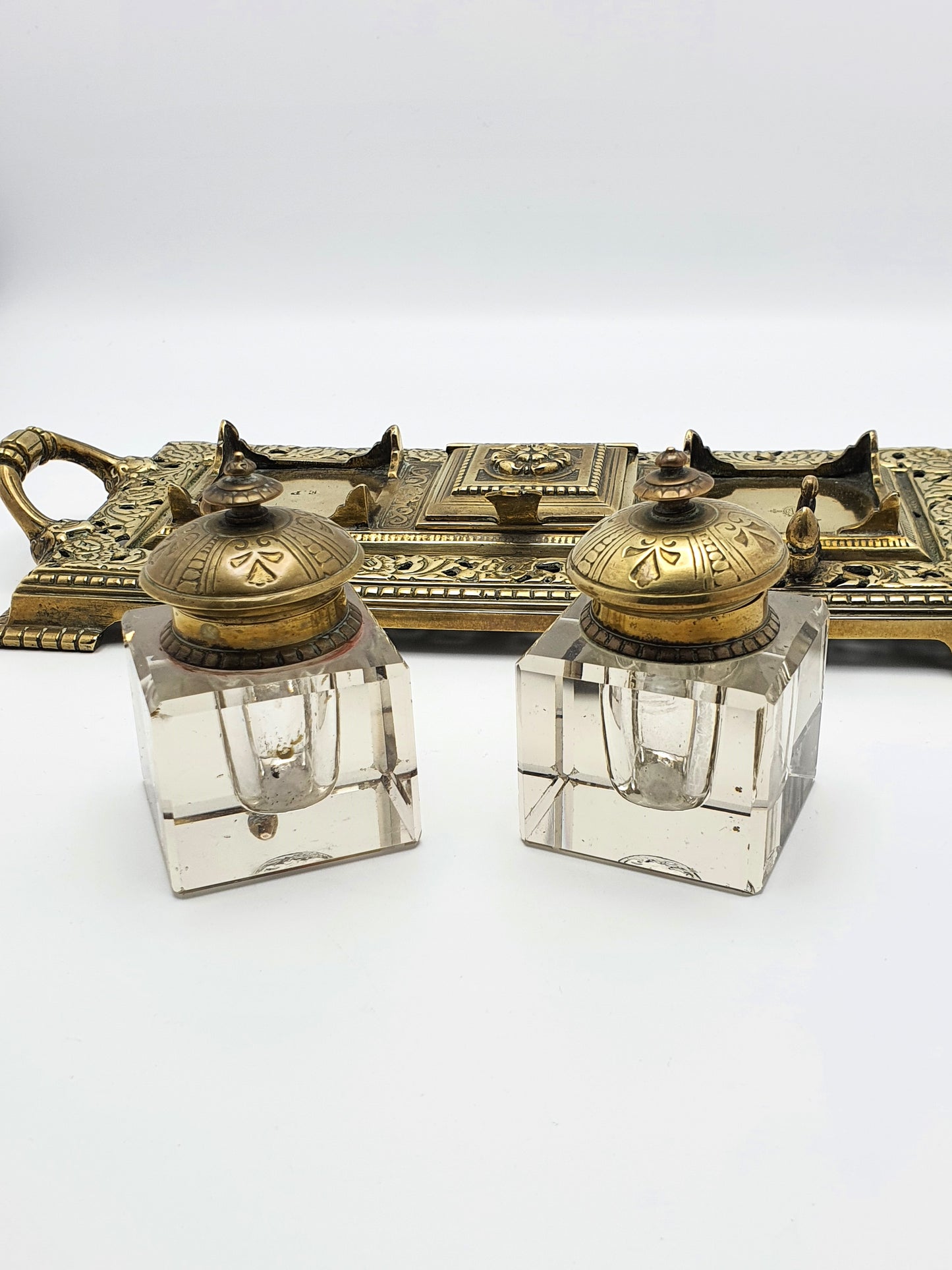 Splendid English Antique Brass Inkstand - circa 1890