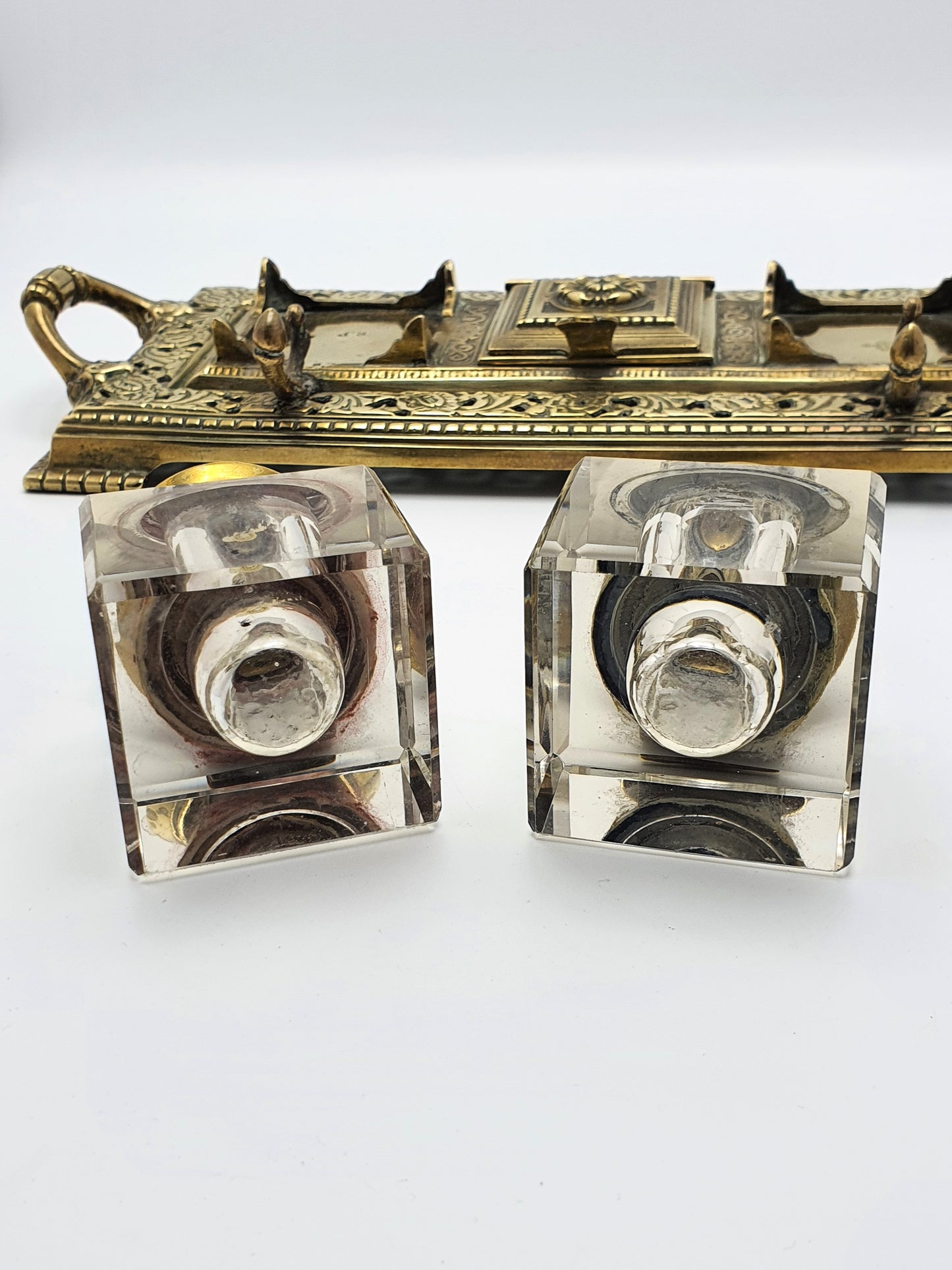 Splendid English Antique Brass Inkstand - circa 1890
