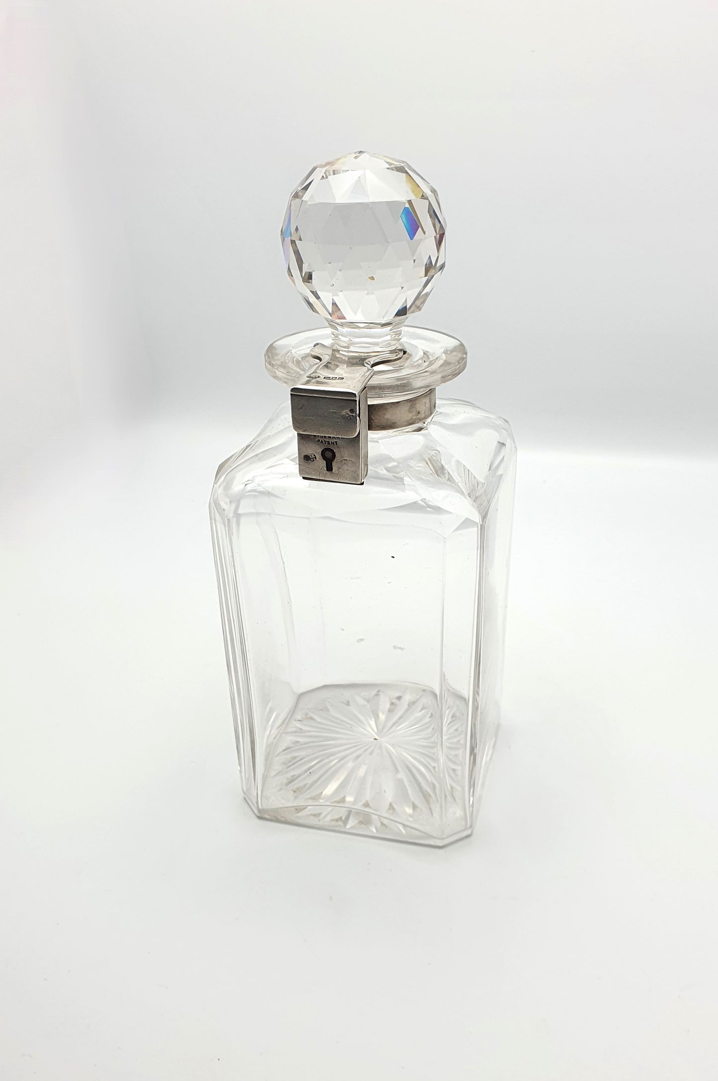 Stunning Antique Edwardian Silver and Cut-Crystal Locking Decanter - 1907