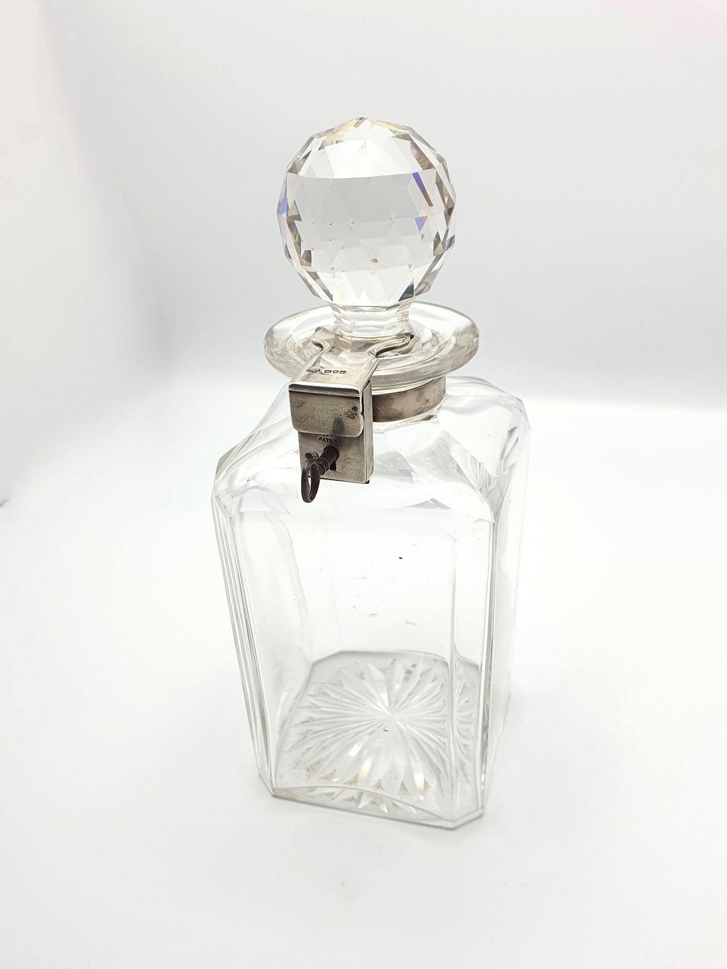 Stunning Antique Edwardian Silver and Cut-Crystal Locking Decanter - 1907