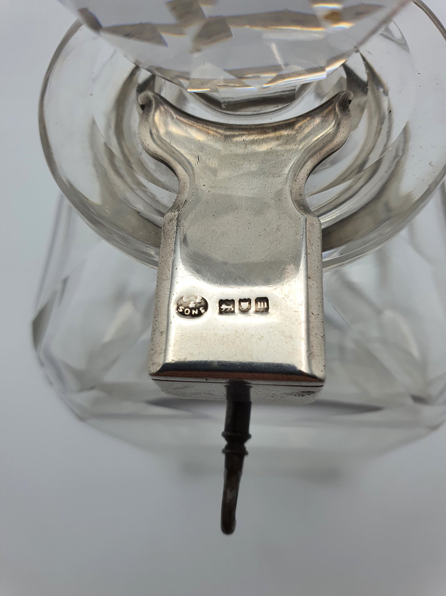 Stunning Antique Edwardian Silver and Cut-Crystal Locking Decanter - 1907